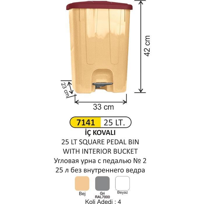 PEDALLI ÇÖP KOVASI KÖŞ.2 NO 25 LT İÇ KOVALI 4250