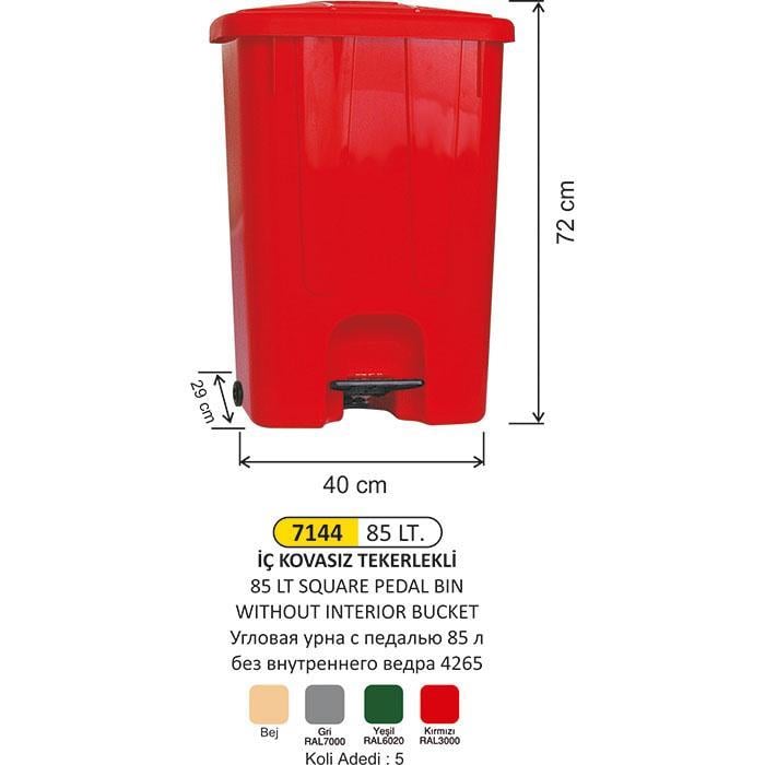 PEDALLI ÇÖP KOVASI KÖŞ. 85 LT İÇ KOVASIZ 4265