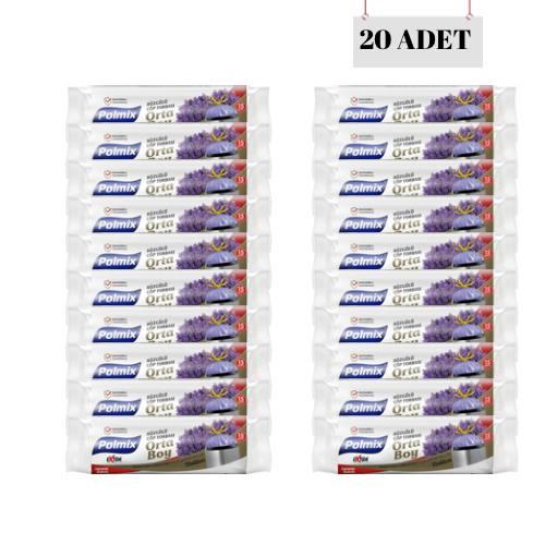POLMİX 55*60 BÜZGÜLÜ LAVANTA KOKULU ORTA BOY ÇÖP POŞETİ (20 ADET)