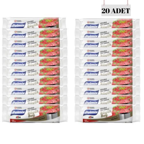 POLMİX 65*70 BÜZGÜLÜ ÇİLEK KOKULU BÜYÜK ÇÖP POŞETİ (20 ADET)