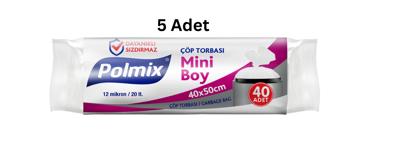 POLMİX MİNİ 40X50 SİYAH ÇÖP POŞETİ (5 ADET)