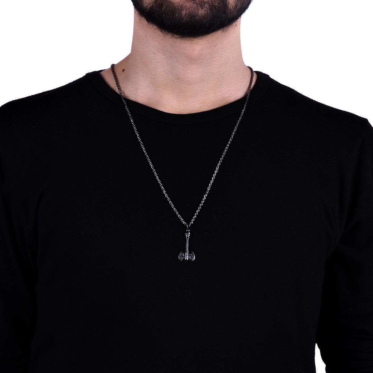 KolyeJKMA19047 JANTİ KOLYE ÇELİK ÇİFT TARAFLI BALTA FİGÜRLÜJanti