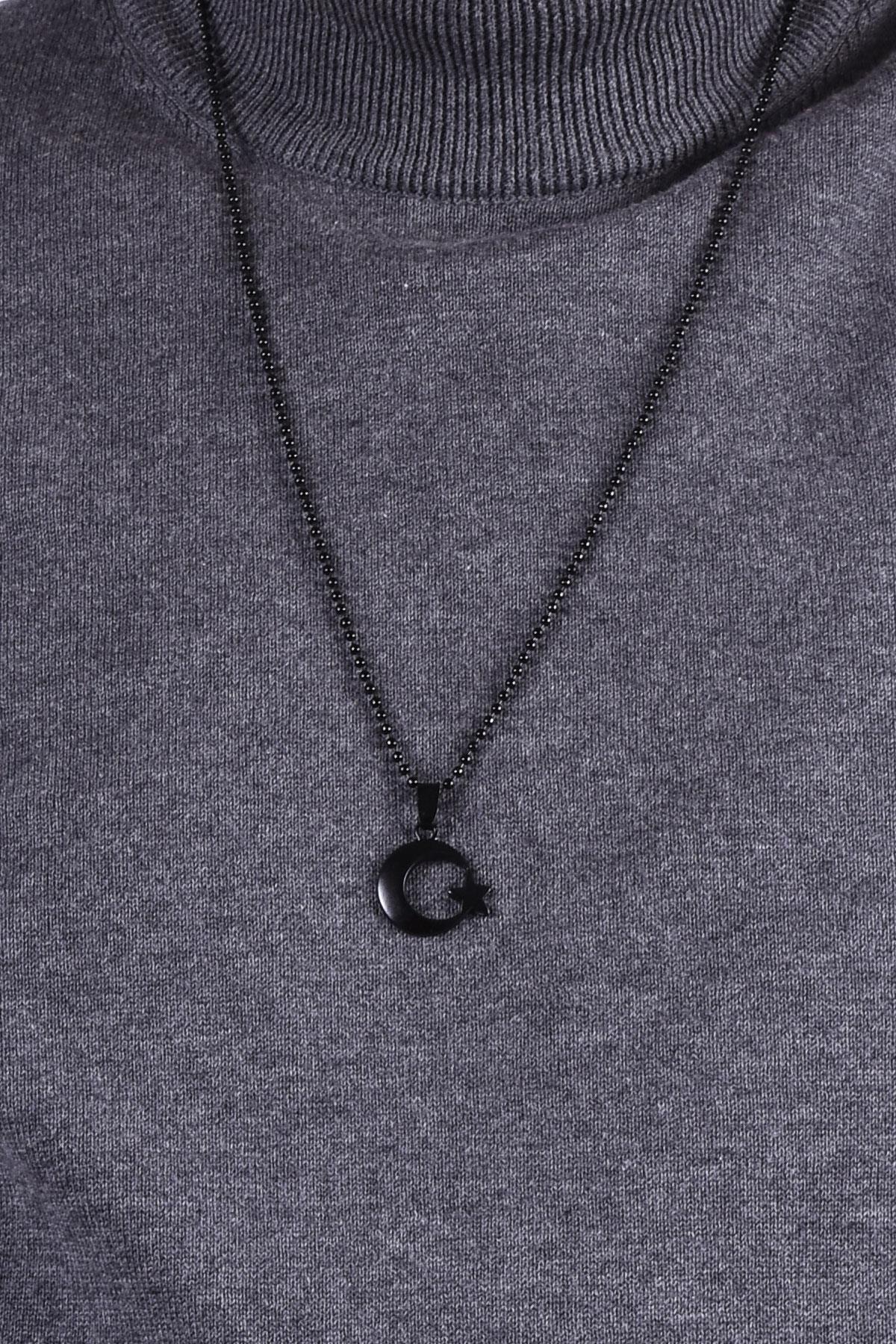 KolyeJKMA20021 JANTİ SİYAH AY YILDIZ FİGÜRLÜJanti