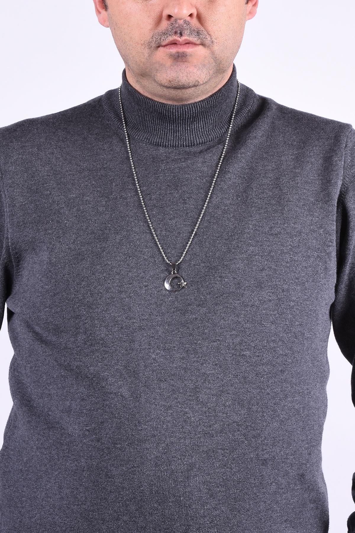 KolyeJKMA20025 JANTİ GÜMÜŞ RENK AY YILDIZ FİGÜRLÜJanti