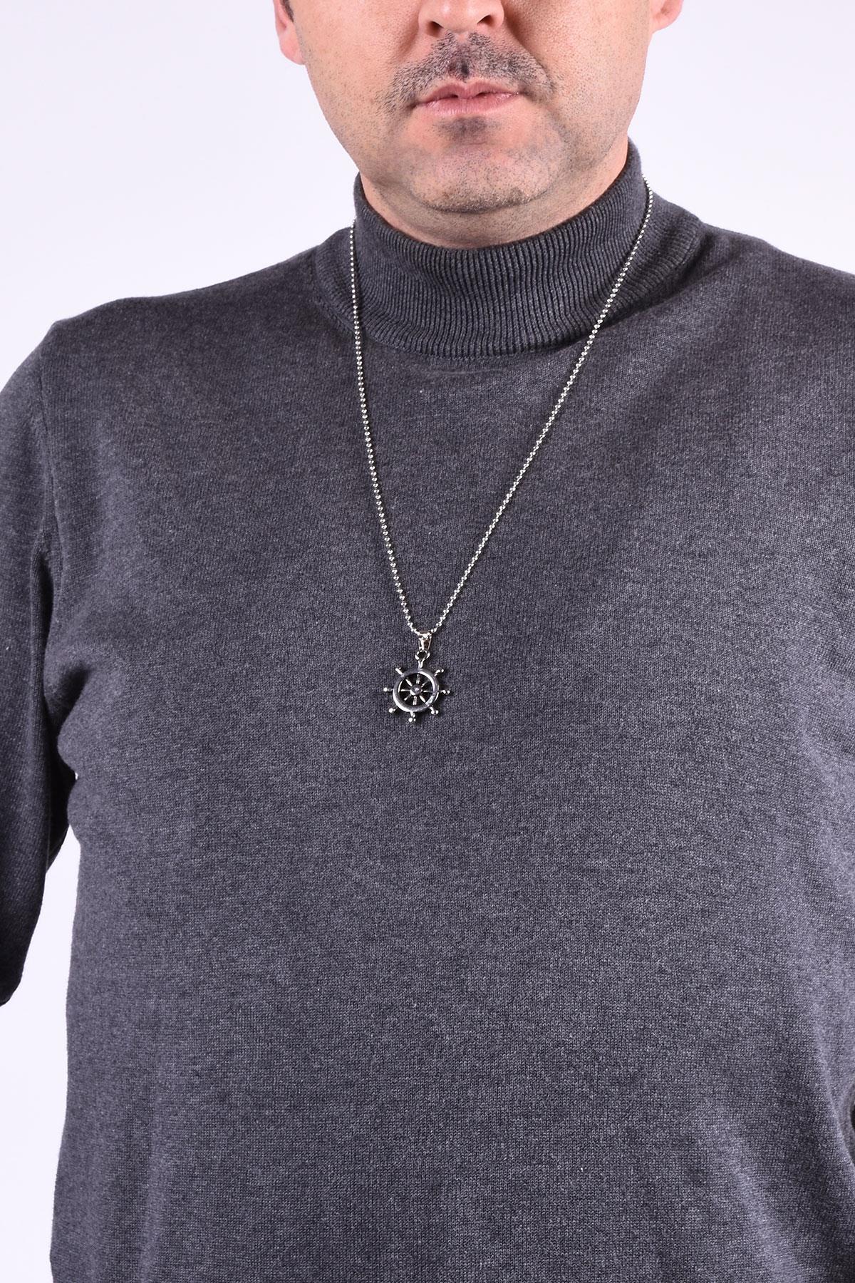 KolyeJKMA20036 JANTİ GÜMÜŞ RENK GEMİ DÜMENİ FİGÜRLÜJanti