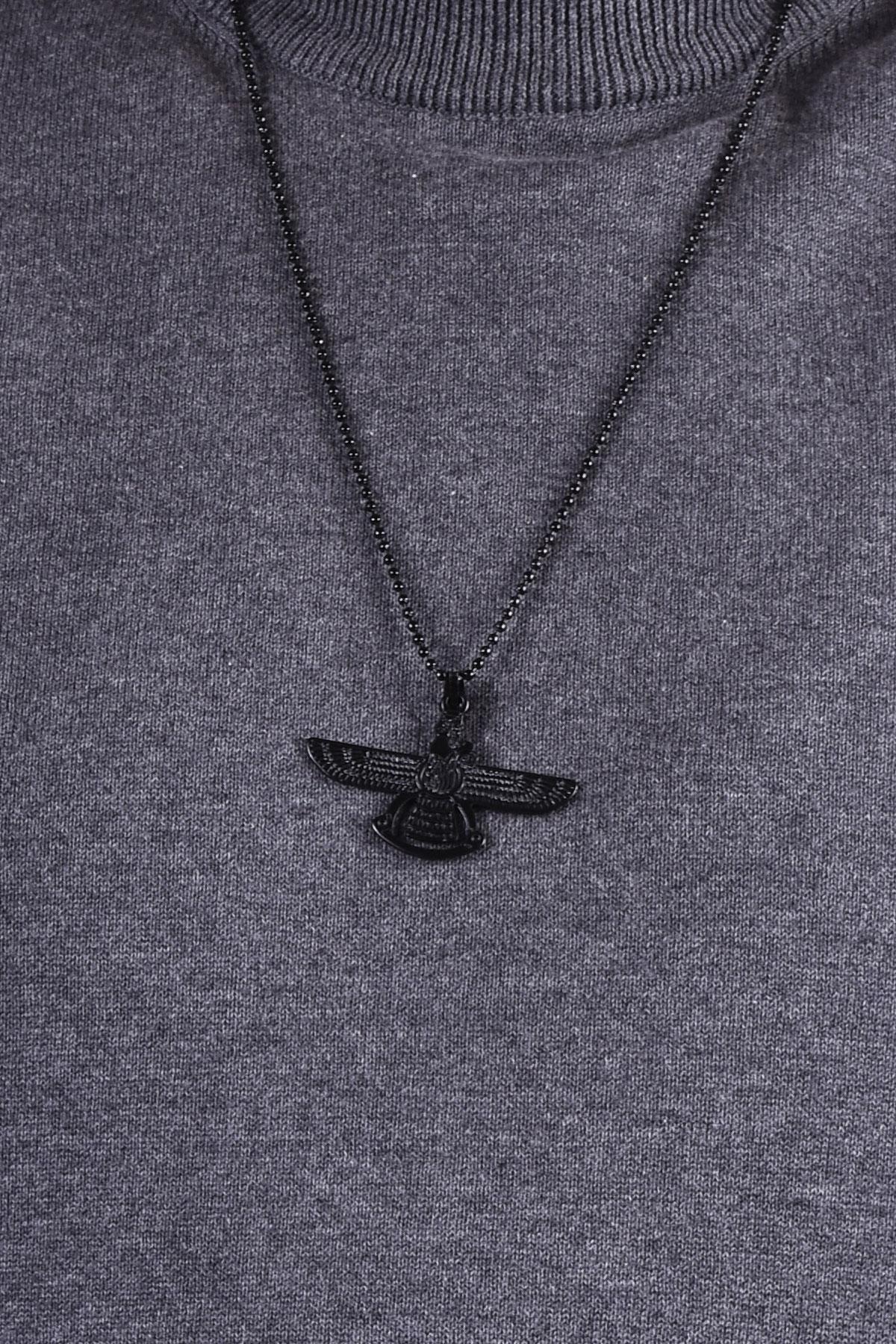 KolyeJKMA20041 JANTİ SİYAH RENK KARTAL FİGÜRLÜJanti