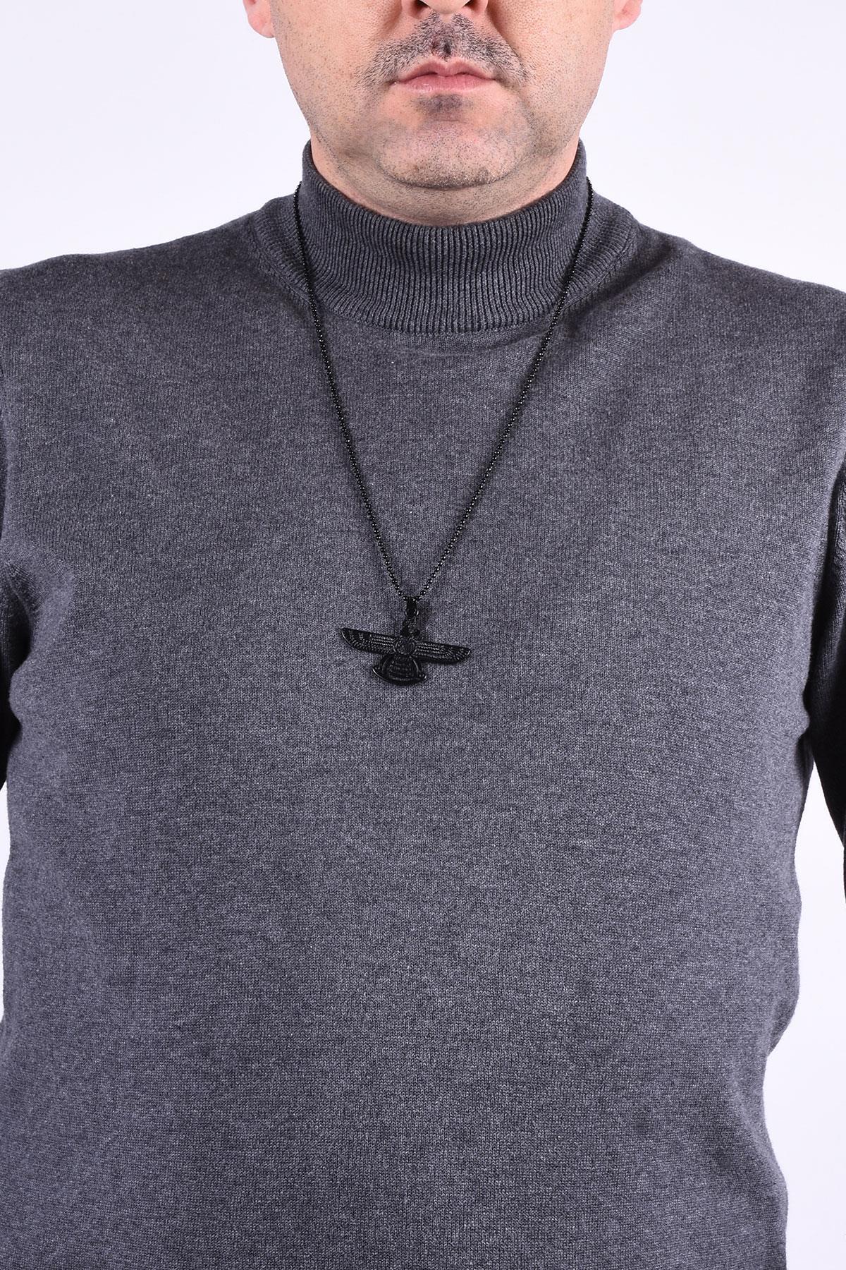 KolyeJKMA20041 JANTİ SİYAH RENK KARTAL FİGÜRLÜJanti