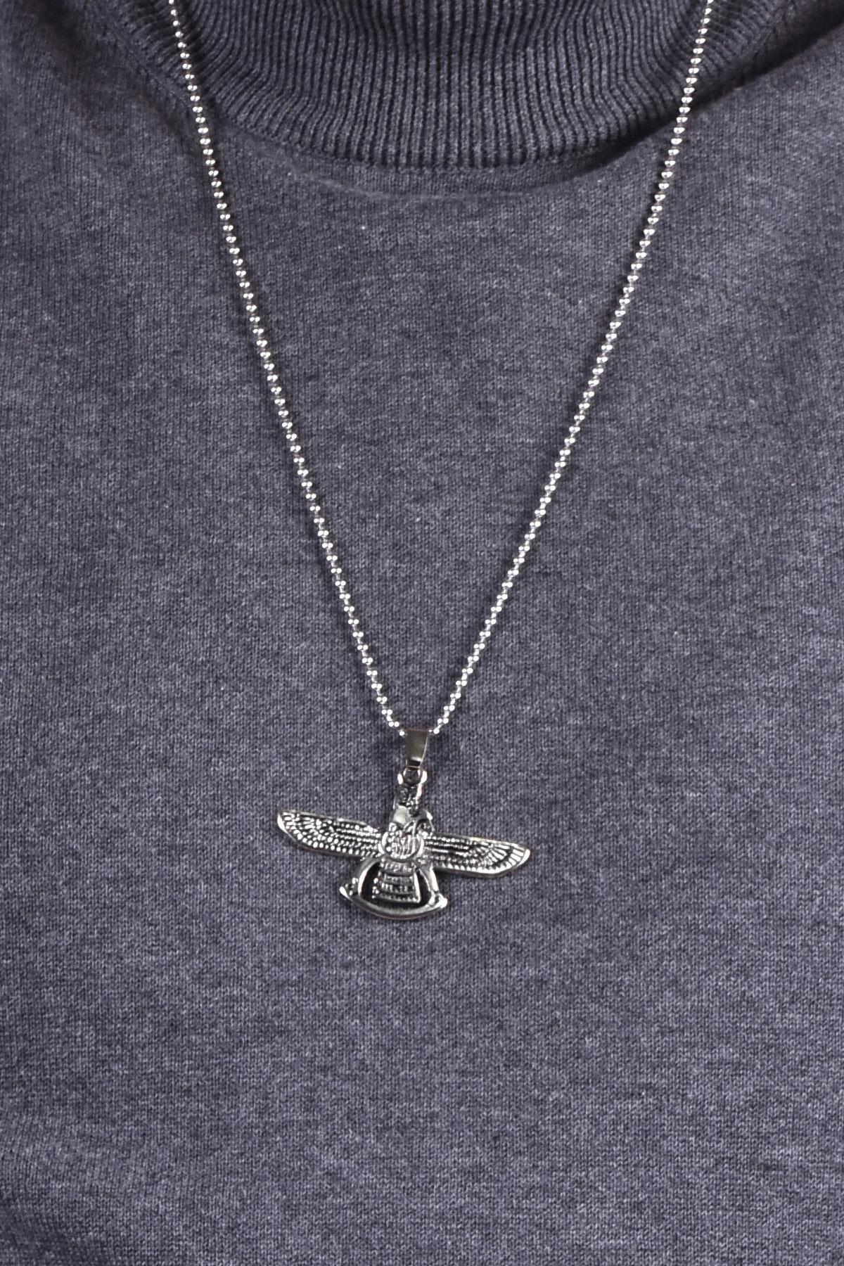 KolyeJKMA20042 JANTİ GÜMÜŞ RENK KARTAL FİGÜRLÜJanti