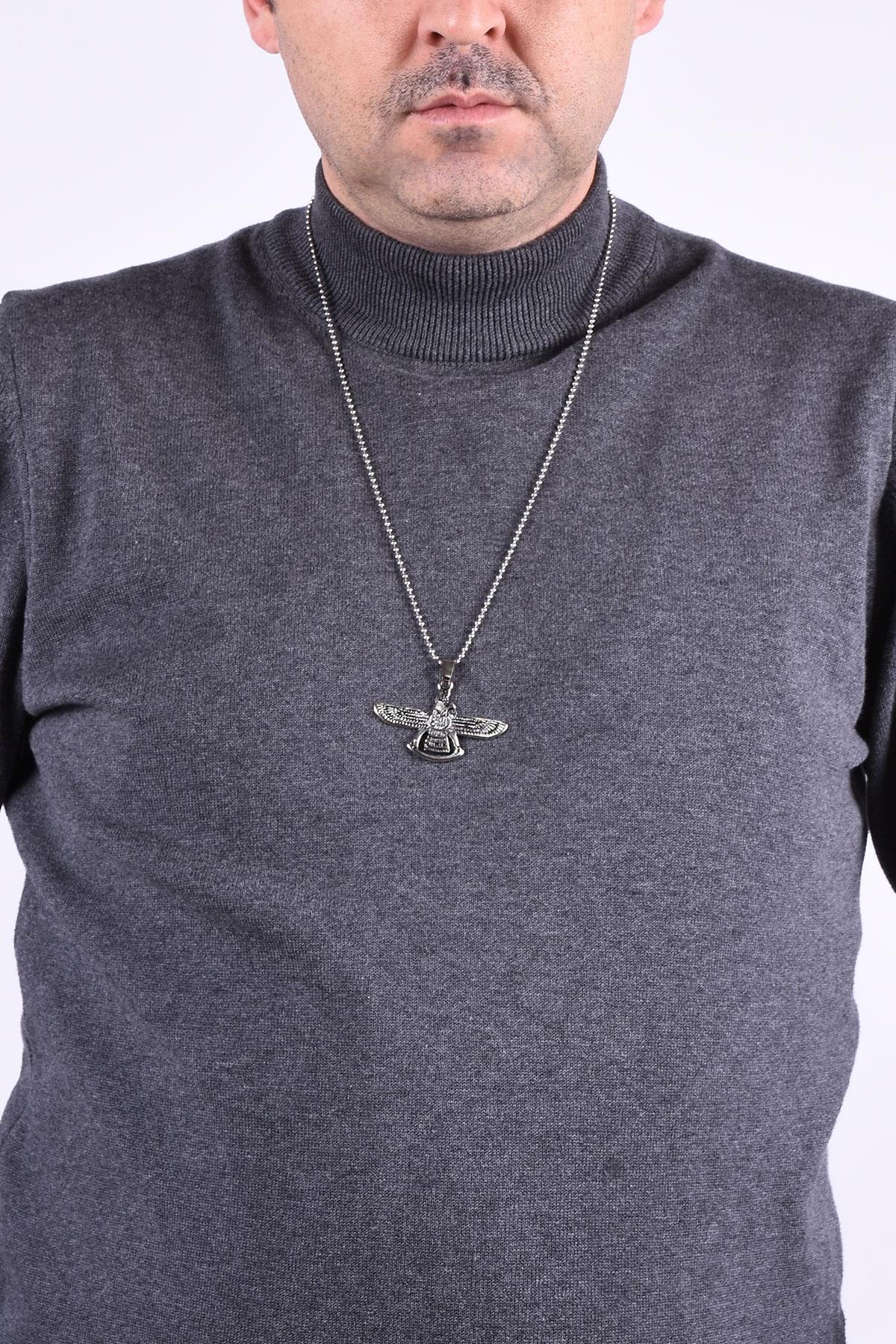 KolyeJKMA20042 JANTİ GÜMÜŞ RENK KARTAL FİGÜRLÜJanti