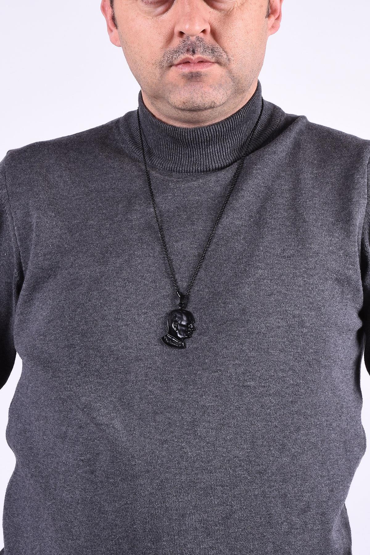 KolyeJKMA20044 JANTİ SİYAH RENK ATATÜRK SİLÜETİ FİGÜRLÜJanti