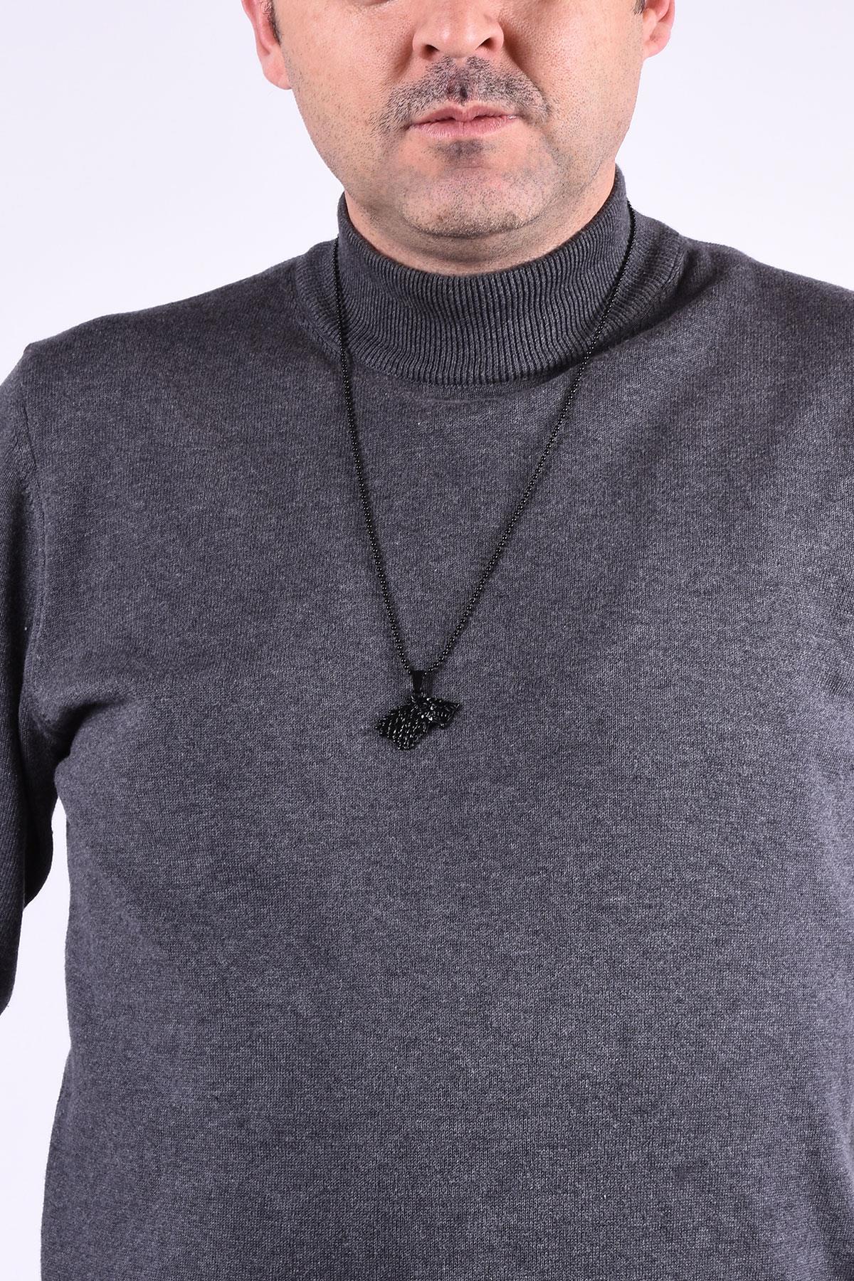 KolyeJKMA20046 JANTİ SİYAH RENK KURT FİGÜRLÜJanti