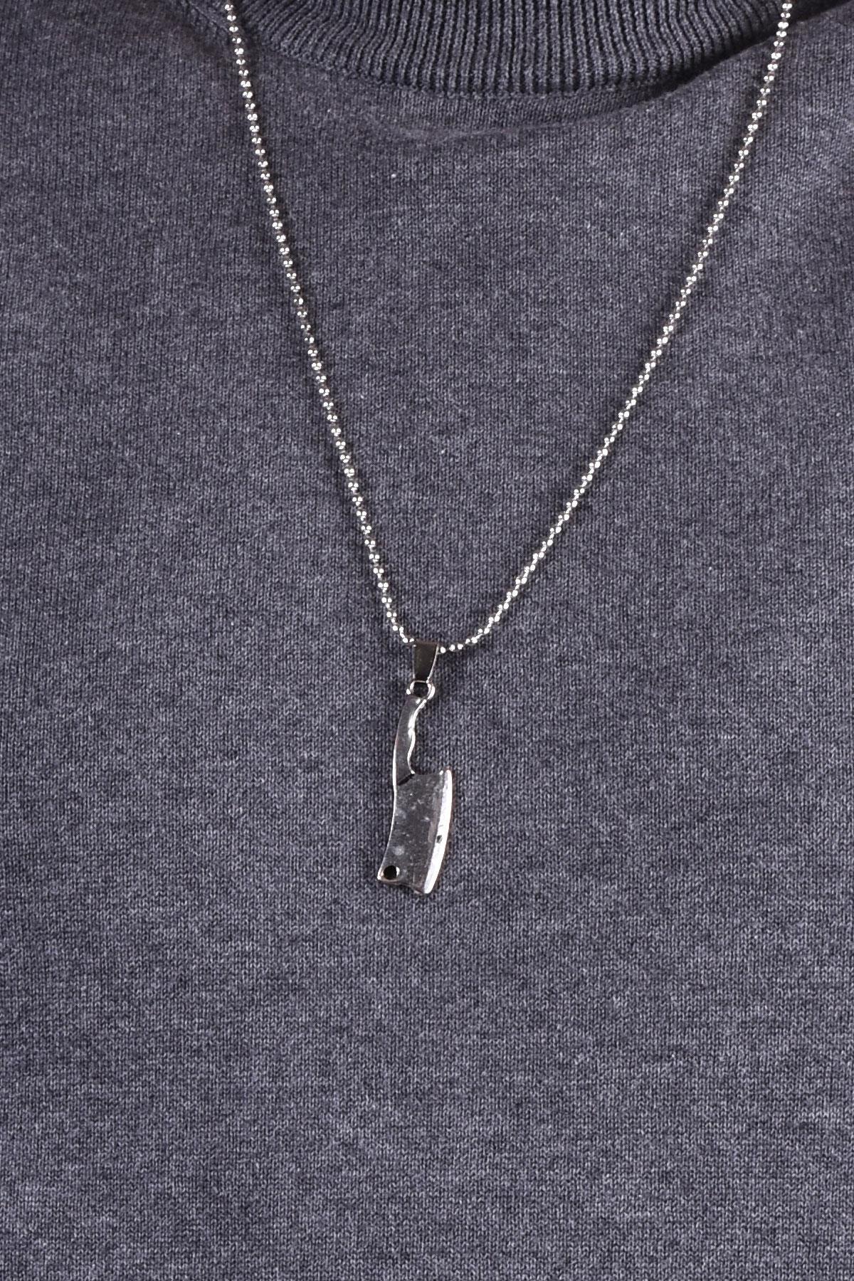 KolyeJKMA20051 JANTİ KOLYE SATIR FİGÜRLÜ GRİJanti