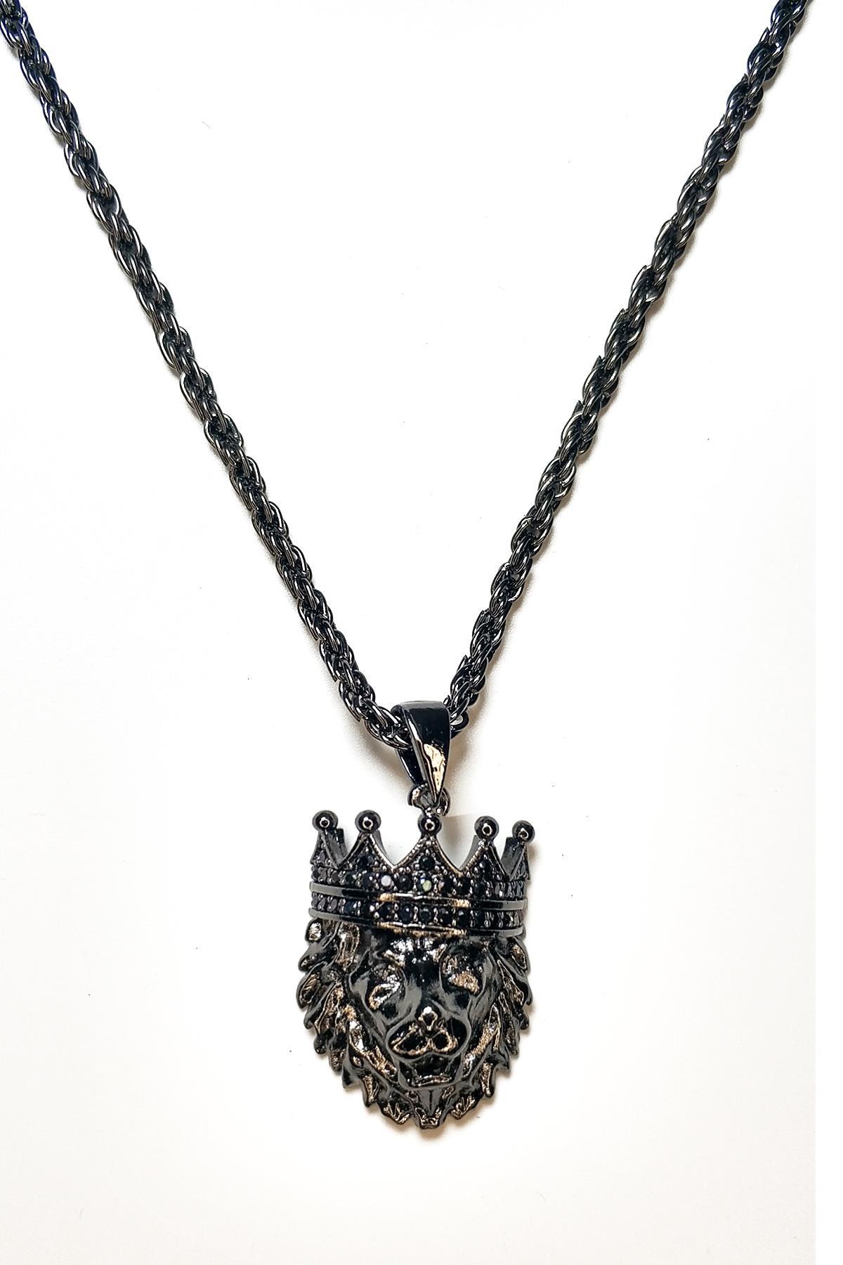 KolyeJKMA21004 JANTİ KOLYE KRAL TAÇLI ASLAN FİGÜRLÜJanti