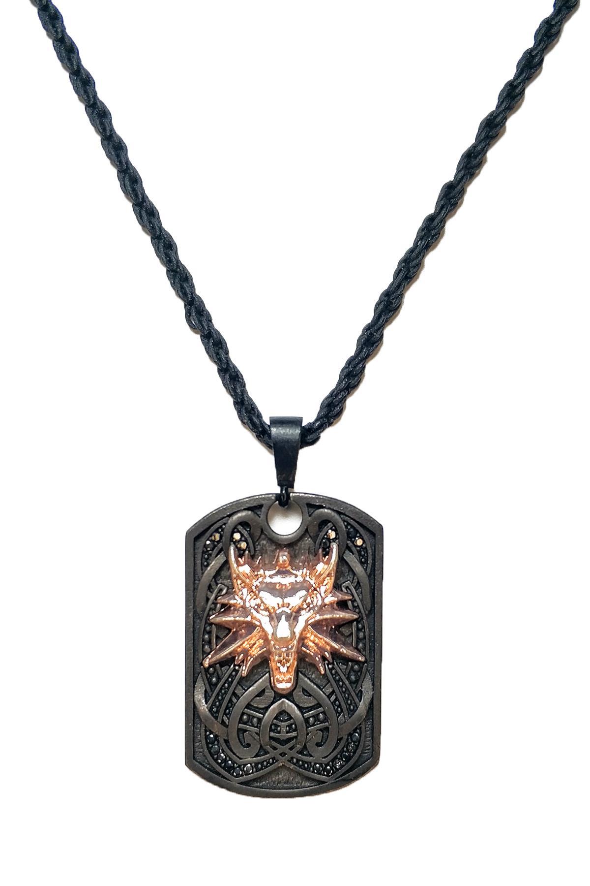 KolyeJKMA21006 JANTİ KOLYE Witcher Wolf Kurt FİGÜRLÜ TABLETJanti