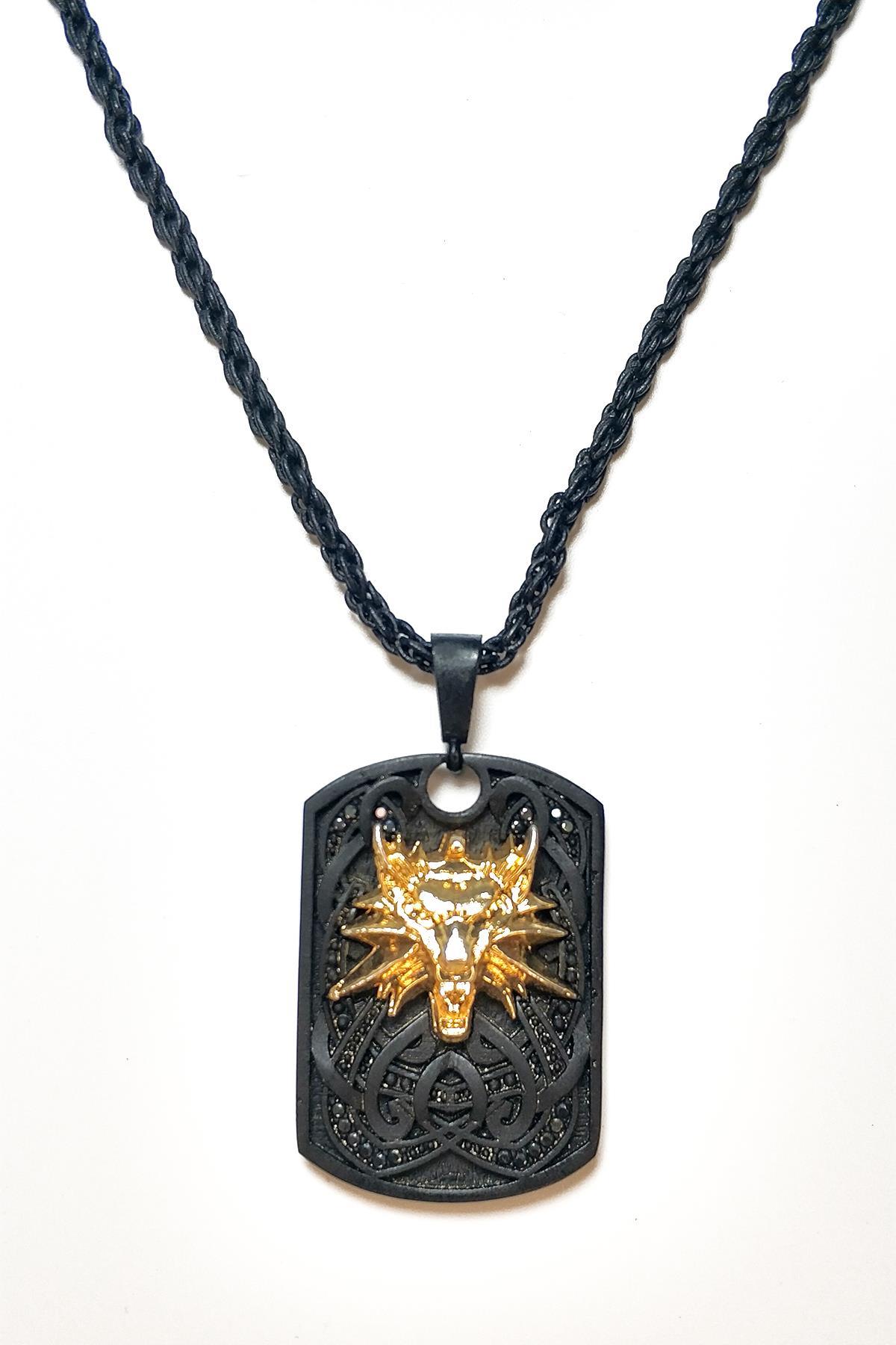 KolyeJKMA21006 JANTİ KOLYE Witcher Wolf Kurt FİGÜRLÜ TABLETJanti