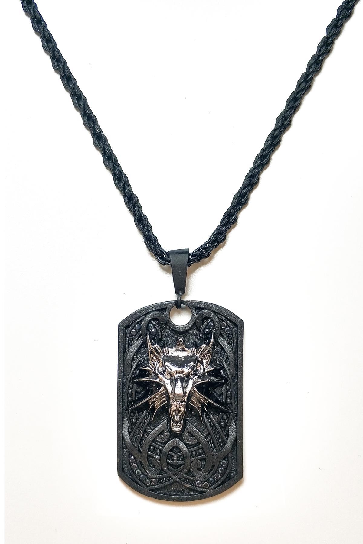 KolyeJKMA21006 JANTİ KOLYE Witcher Wolf Kurt FİGÜRLÜ TABLETJanti