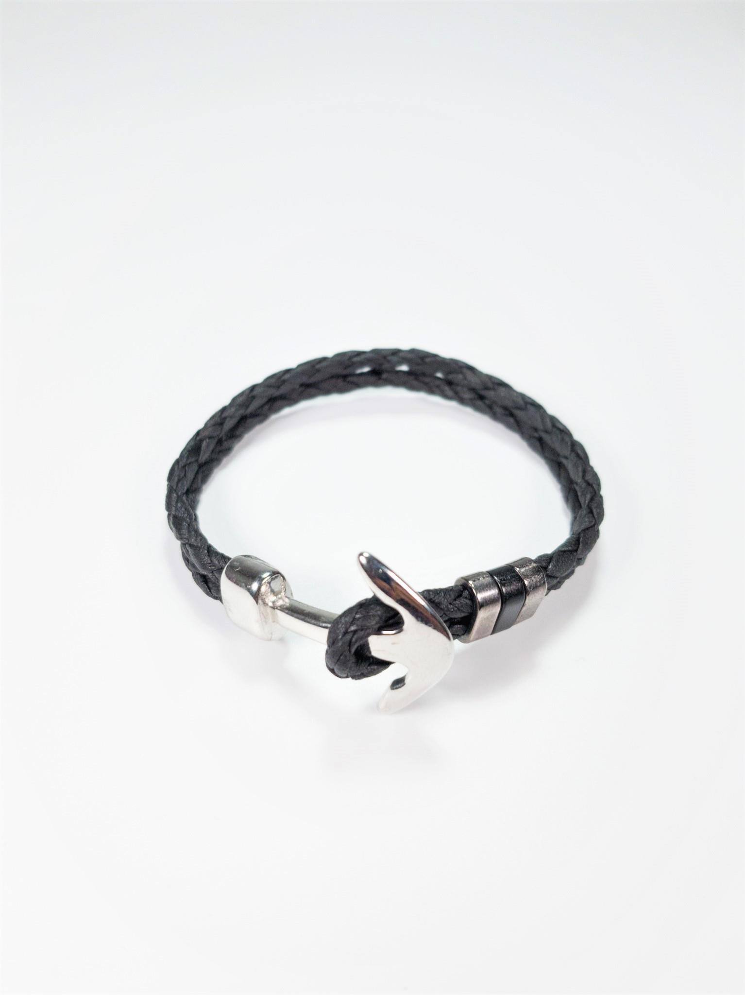 BileklikJTAW23DEB1087 JANTİ SAÇ ÖRGÜ DERİ BİLEKLİK ÇAPA FİGÜRLÜJanti