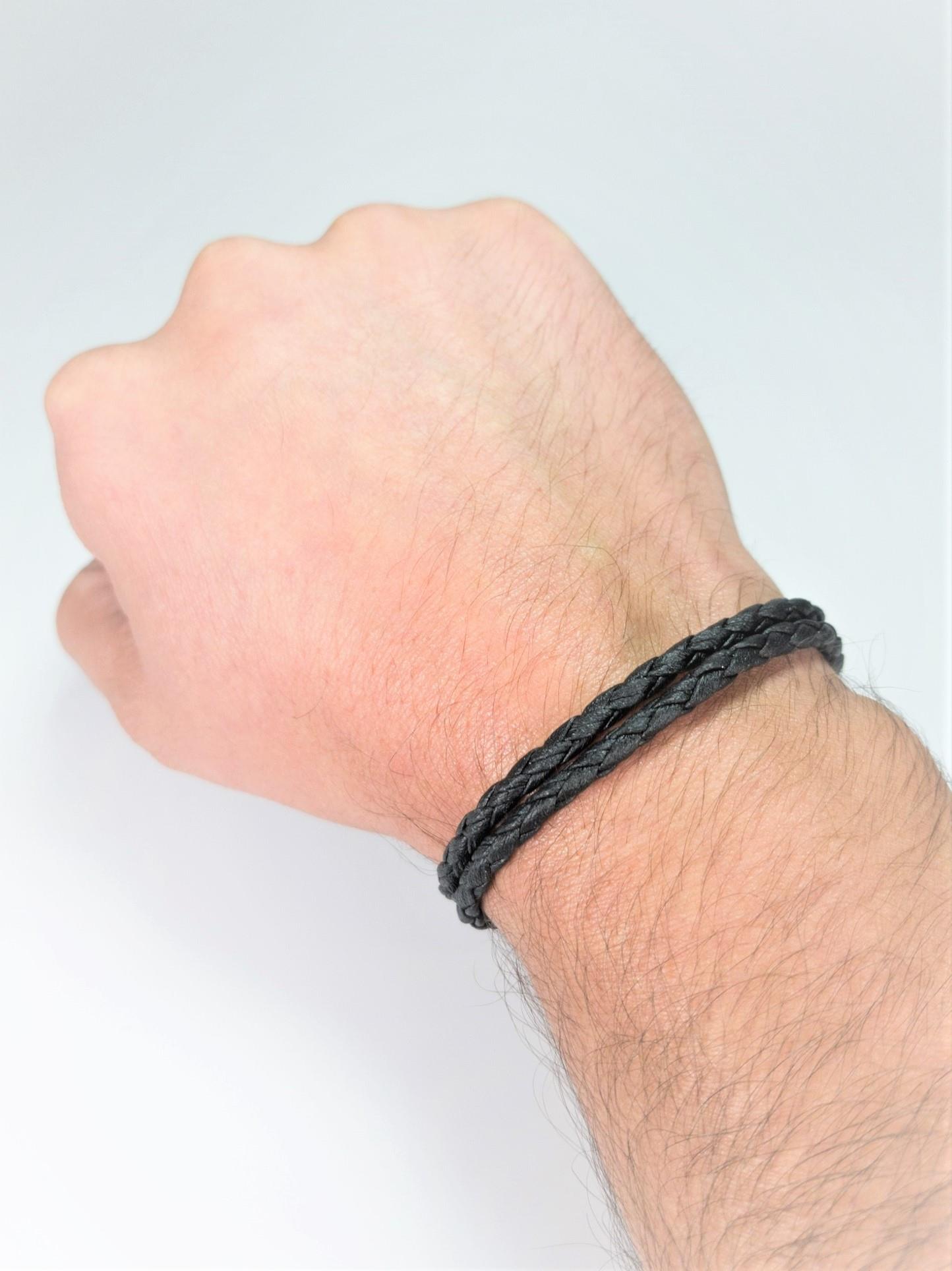 BileklikJTAW23DEB1087 JANTİ SAÇ ÖRGÜ DERİ BİLEKLİK ÇAPA FİGÜRLÜJanti