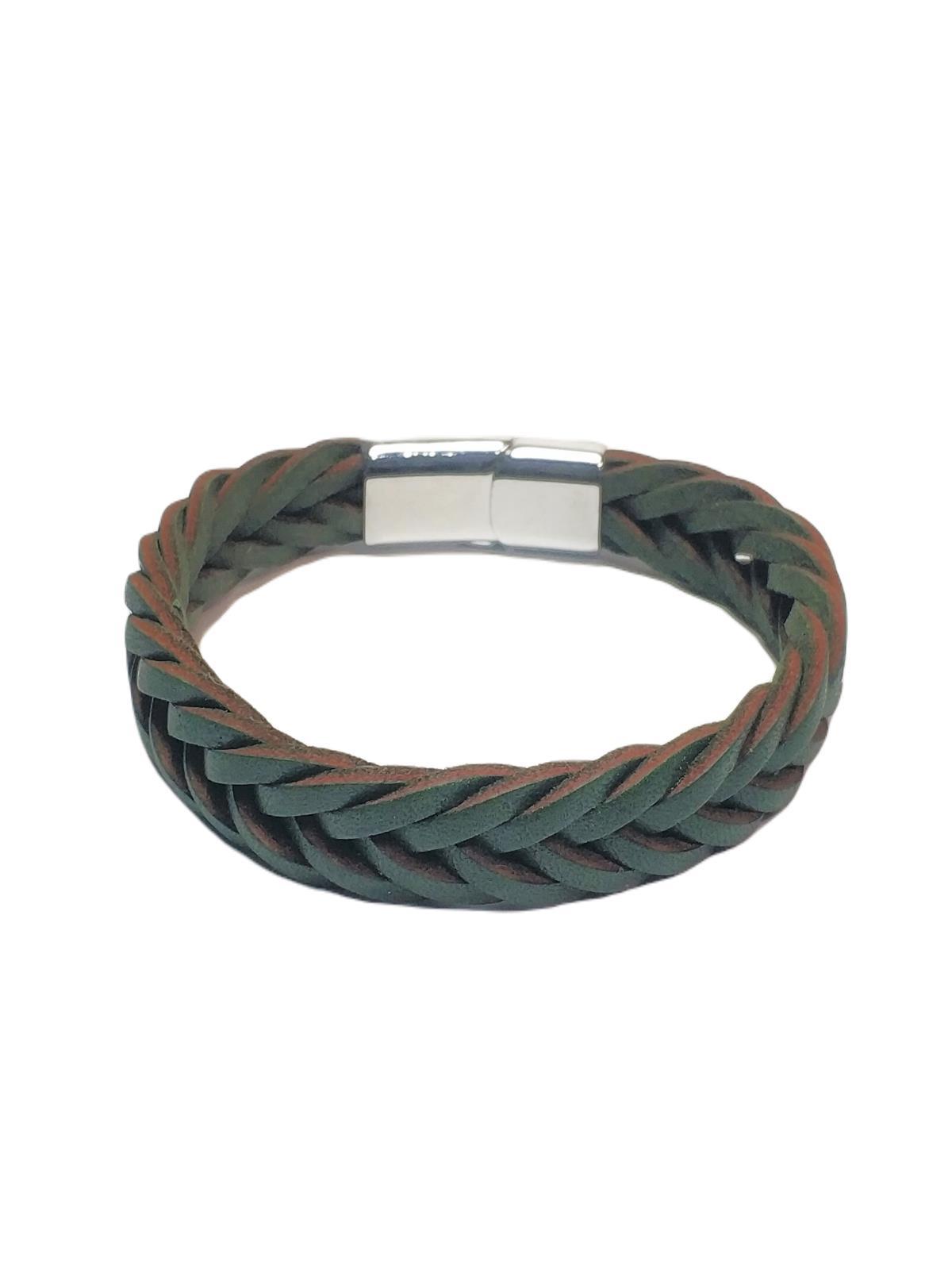 BileklikJTAW23DEB1127 HAKİKİ DERİ SAÇ ÖRGÜ MODEL BİLEKLİK ÇELİK KROM KAPLAMA MIKNATIS KAPAMAJanti