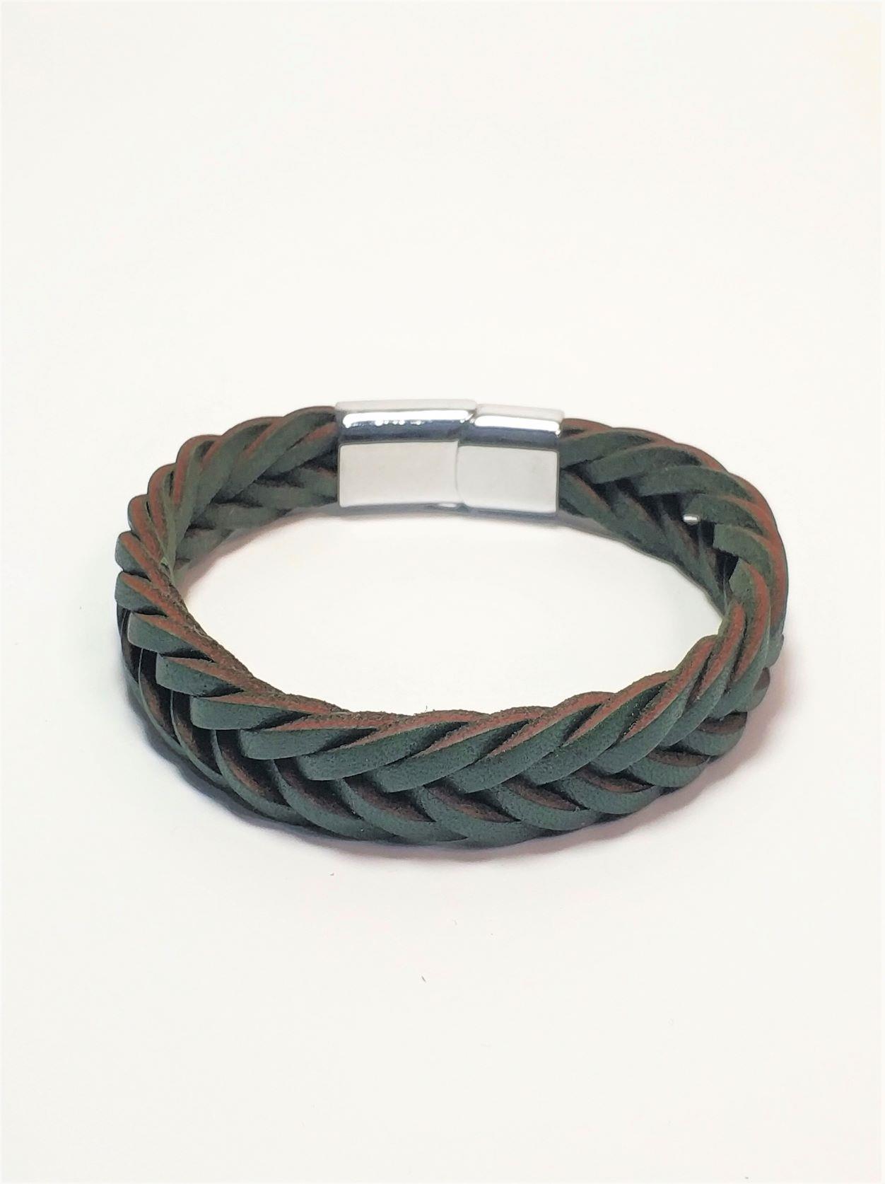 BileklikJTAW23DEB1127 HAKİKİ DERİ SAÇ ÖRGÜ MODEL BİLEKLİK ÇELİK KROM KAPLAMA MIKNATIS KAPAMAJanti