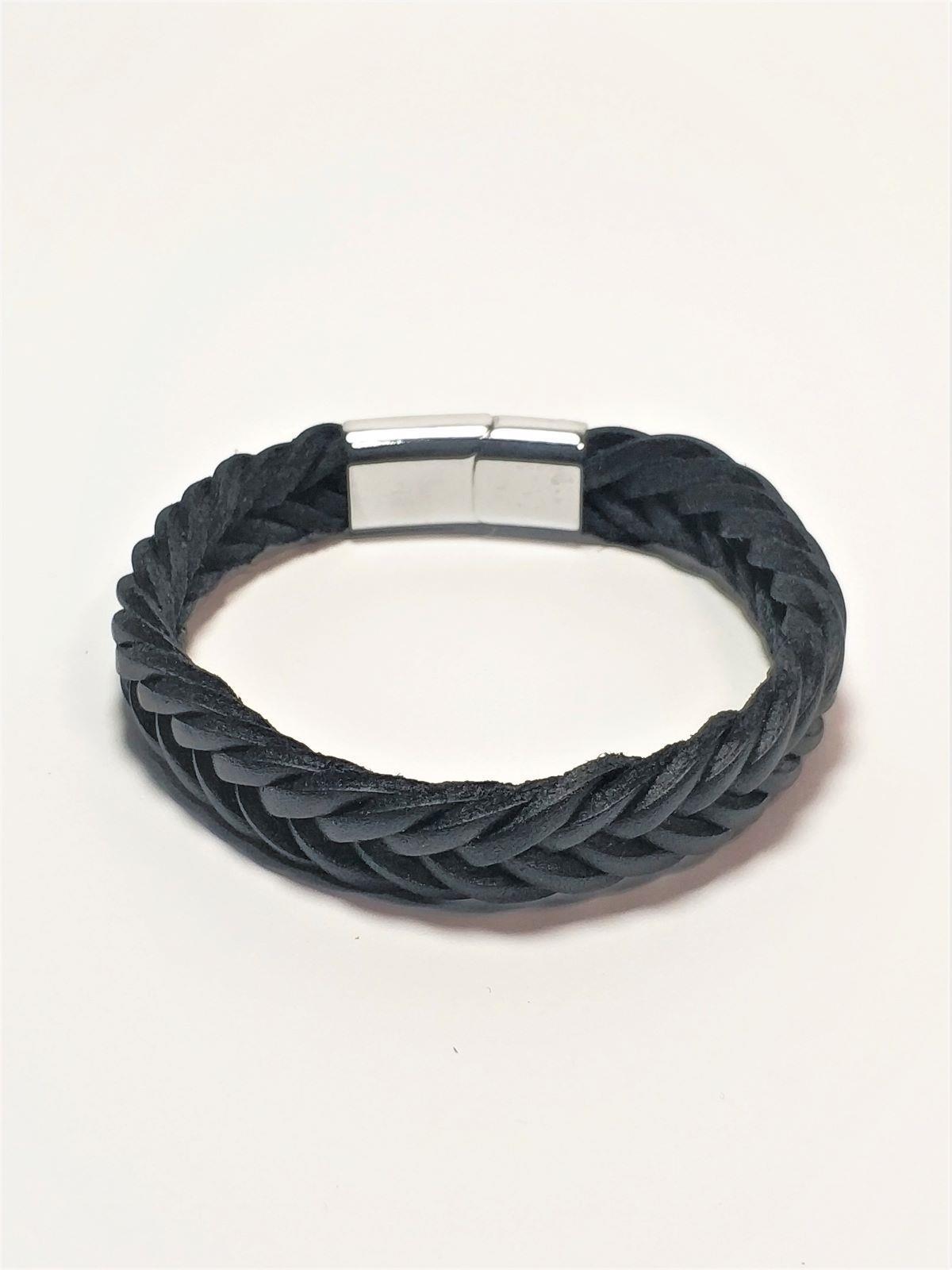 BileklikJTAW23DEB1127 HAKİKİ DERİ SAÇ ÖRGÜ MODEL BİLEKLİK ÇELİK KROM KAPLAMA MIKNATIS KAPAMAJanti