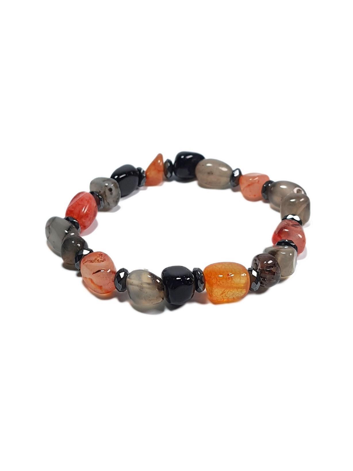 BileklikJTAW23DOB1124 LAVLARIN TOPRAK İLE SAVAŞI  AKİK ve HEMATİT DOĞALTAŞ BİLEKLİKJanti