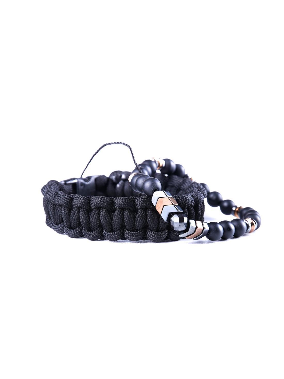 BileklikJTAW23KOB1225 PARACORD ve HEMATİT ONYX DOĞALTAŞ KOMBİN BİLEKLİKJanti