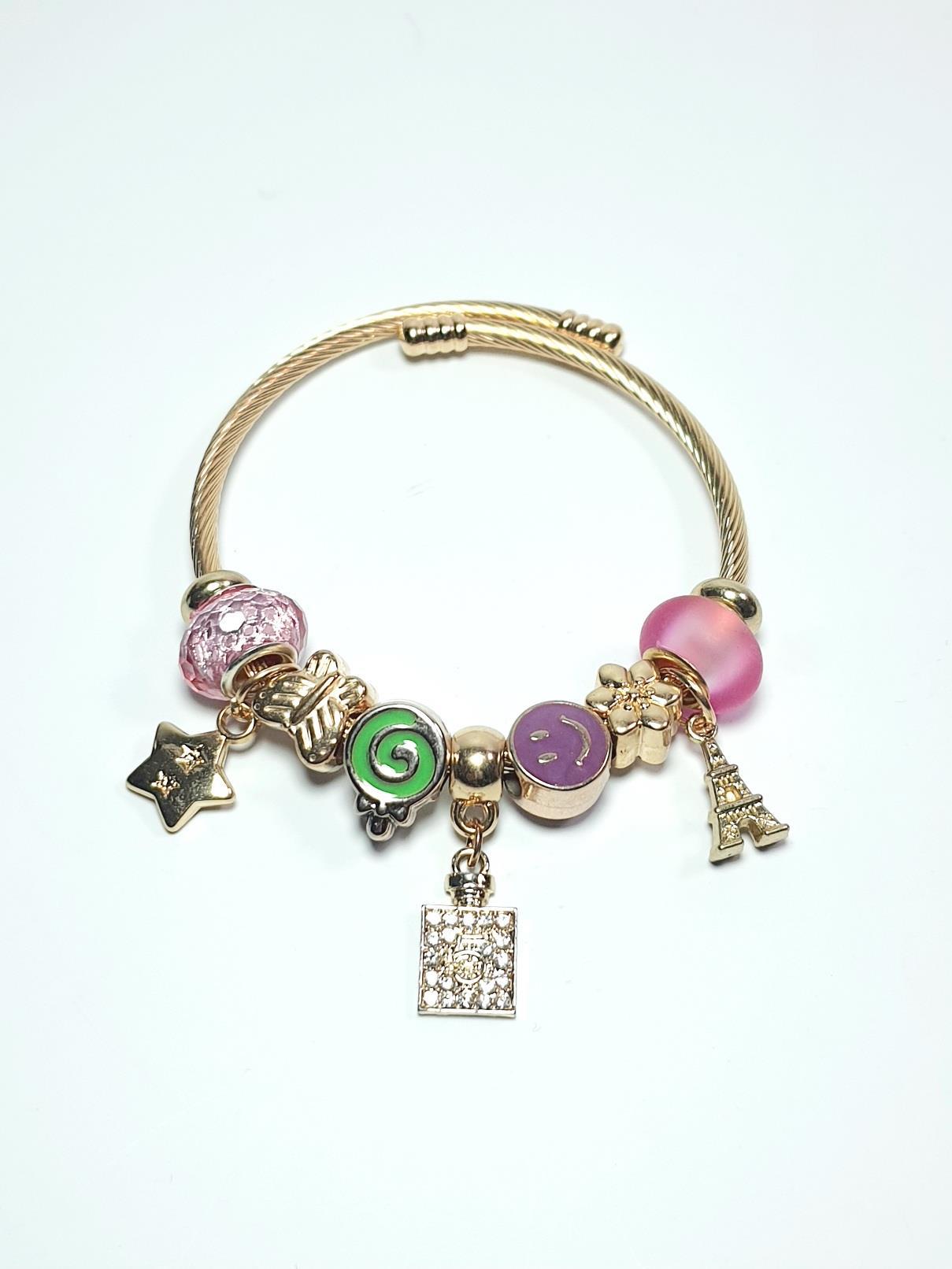 BileklikJTAW24ÇEB1431 JANTİ ÇELİK BİLEKLİK - PANDOORANIN CHARMLARI GOLD RENK KARARMAZJanti