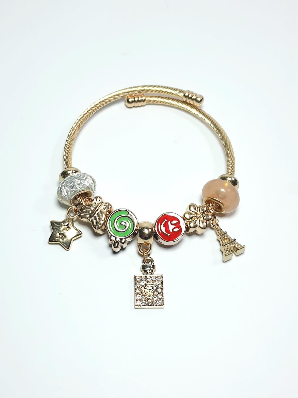 BileklikJTAW24ÇEB1437 JANTİ ÇELİK BİLEKLİK - PANDOORANIN CHARMLARI GOLD RENK KARARMAZJanti