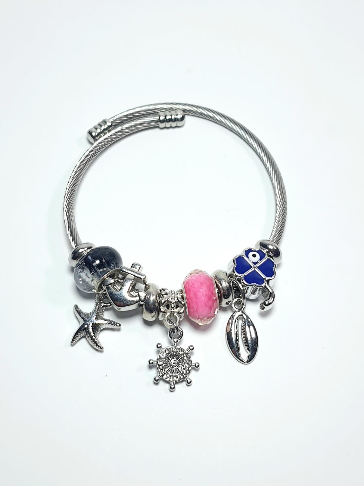 BileklikJTAW24ÇEB1450 JANTİ ÇELİK BİLEKLİK - PANDOORANIN CHARMLARI SILVER RENK KARARMAZJanti