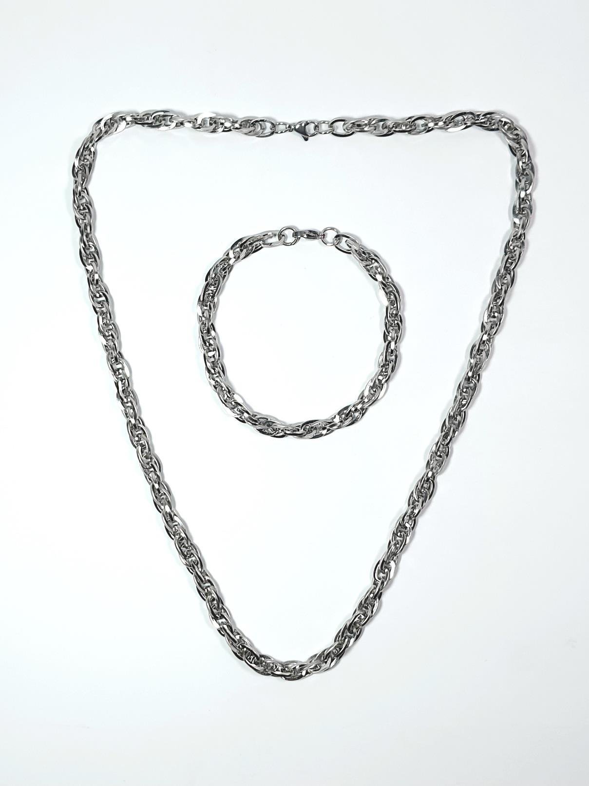 Çelik KolyeJTAW24ÇKB1397 JANTİ ERKEK KOLYE BİLEKLİK KOMBİN PASLANMAZ ÇELİK 316L ÇİFT ZİNCİR TASARIM GARANTİLİJanti