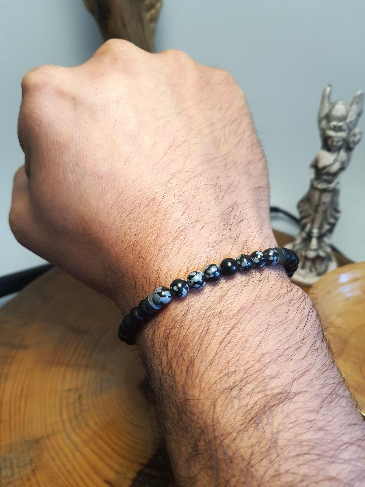 BileklikJTAW24DOB1343 JANTİ BİLEKLİK OBSİDYEN ONYX ve HEMATİT DOĞALTAŞ 6 MMJanti