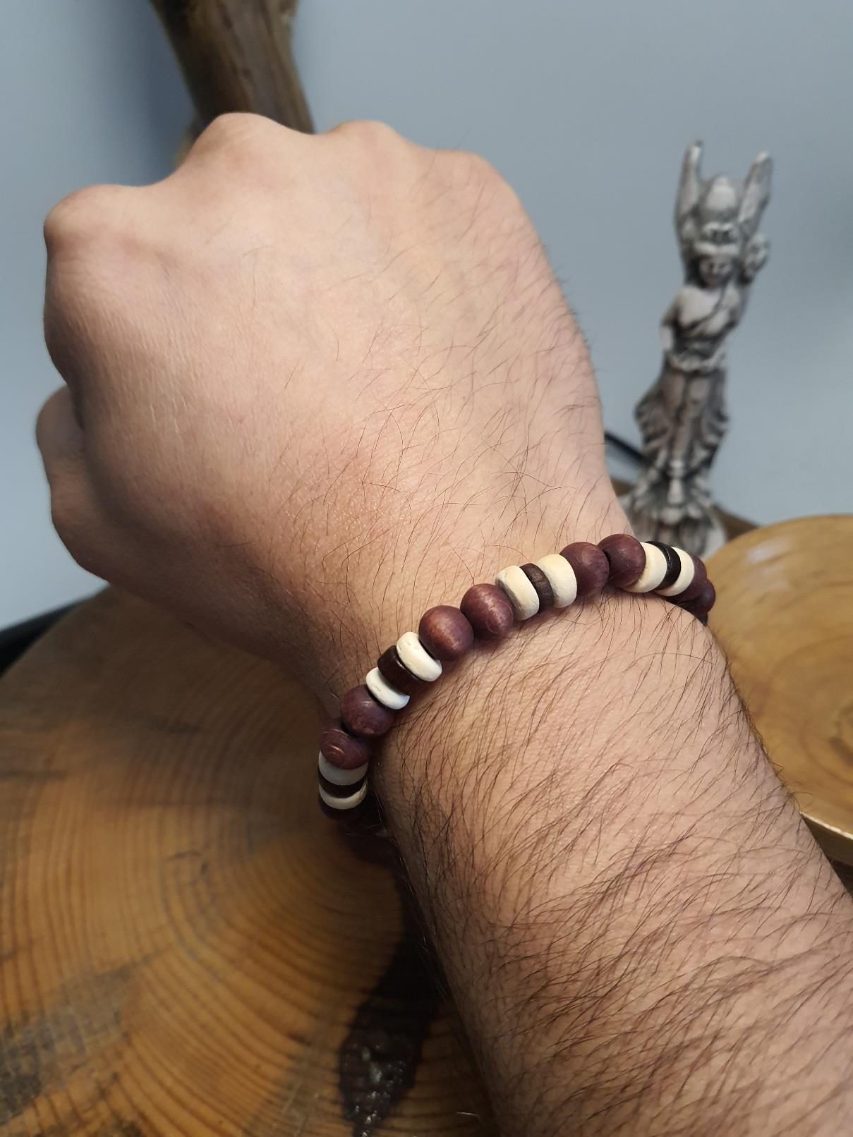 BileklikJTAW24DOB1348 JANTİ BİLEKLİK ZEYTİN ve MAZI AĞACI DOĞA KONSEPT HİPİ 6 MMJanti