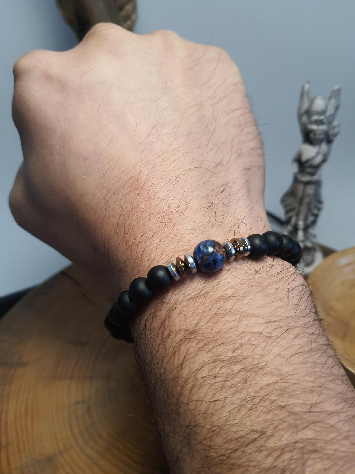 BileklikJTAW24DOB1354 JANTİ BİLEKLİK ORİJİNAL CEYT HEMATİT ONYX DOĞALTAŞ 10 MM ve 8 MMJanti