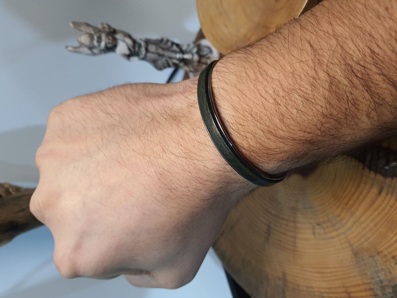 BileklikJTAW24DOB1369 JANTİ ERKEK BİLEKLİK PRİNÇ ALAŞIM KOYU GRİ KAPLAMA HAKİKİ DERİ HAKİ KUTULU  GARANTİLİJanti