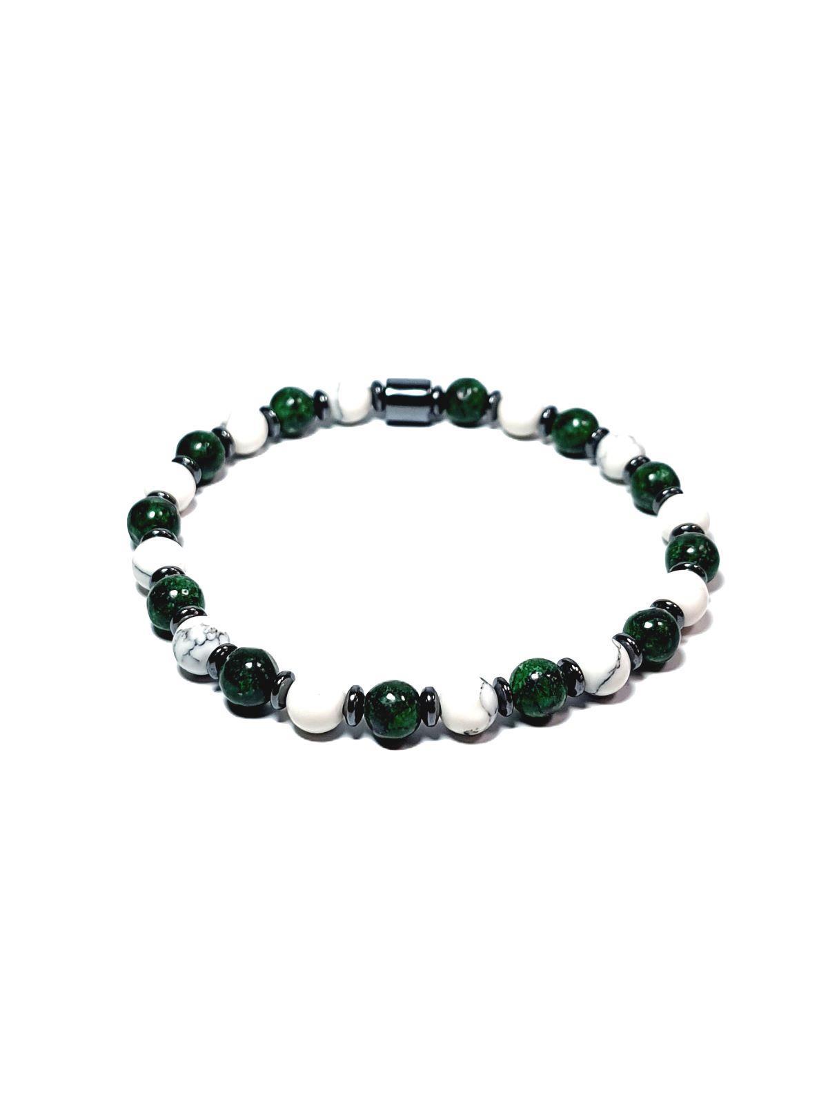 Doğaltaş BileklikJTAW24DOB1414 JANTİ ERKEK BİLEKLİK AKİK CEYT HEMATİT DOĞALTAŞ YEŞİL BEYAZ TASARIM GARANTİLİJanti