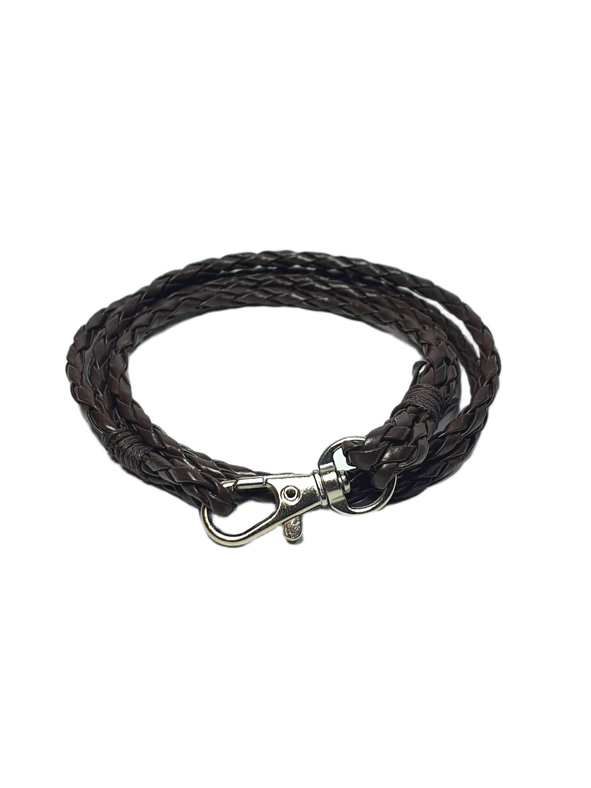 Deri BileklikJTAW25BLK1573 SUNİ DERİ 4 SIRA DOLAMA SAÇ ÖRGÜ MODEL KAHVERENGİ ALAŞIMLI METAL KANCA KAPAMA JANTİ DERİ BİLEKLİKJanti