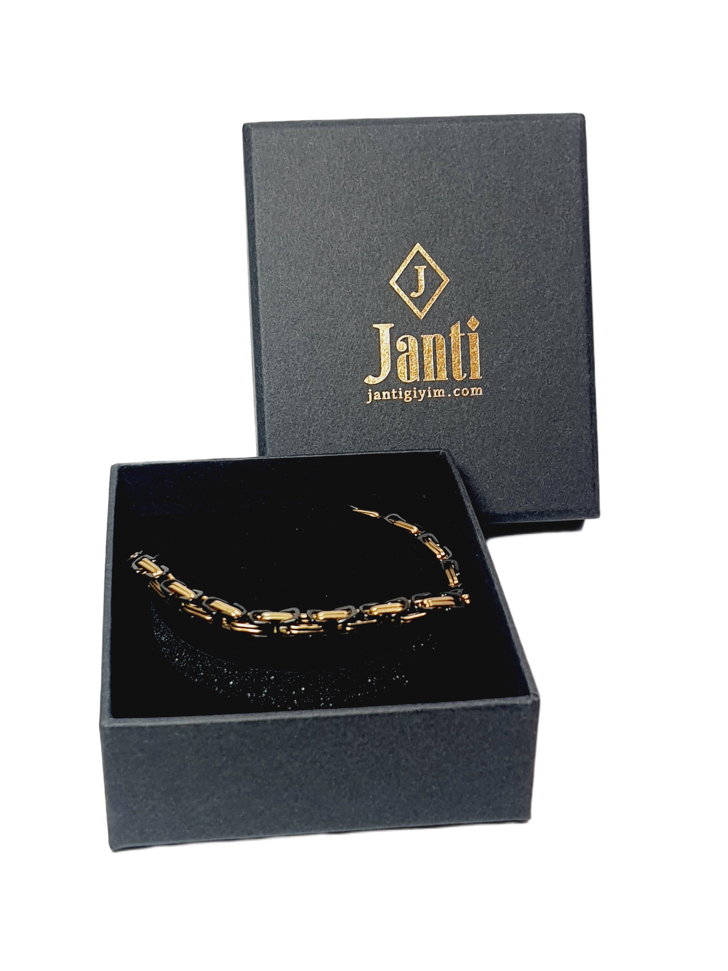 Çelik BileklikJTAW25BLK1576 PASLANMAZ ÇELİK KRAL TASARIM GOLD BLACK RENK GARANTİLİ HEDİYE KUTULU JANTİ ÇELİK BİLEKLİKJanti