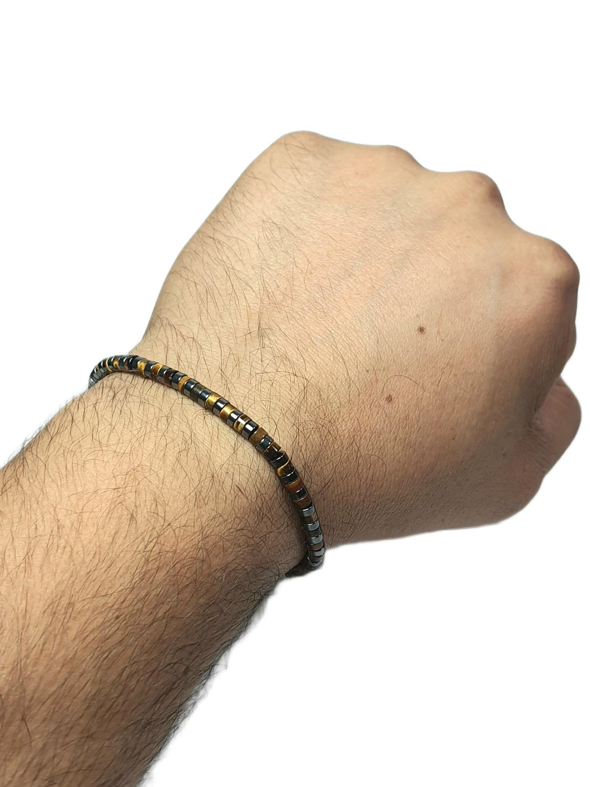 Doğaltaş BileklikJTAW25BLK1583 KAPLANGÖZÜ ve HEMATİT DOĞALTAŞ ESNEK TASARIM KAHVERENGİ GARANTİLİ HEDİYE KUTULU JANTİ DOĞALTAŞ BİLEKLİKJanti