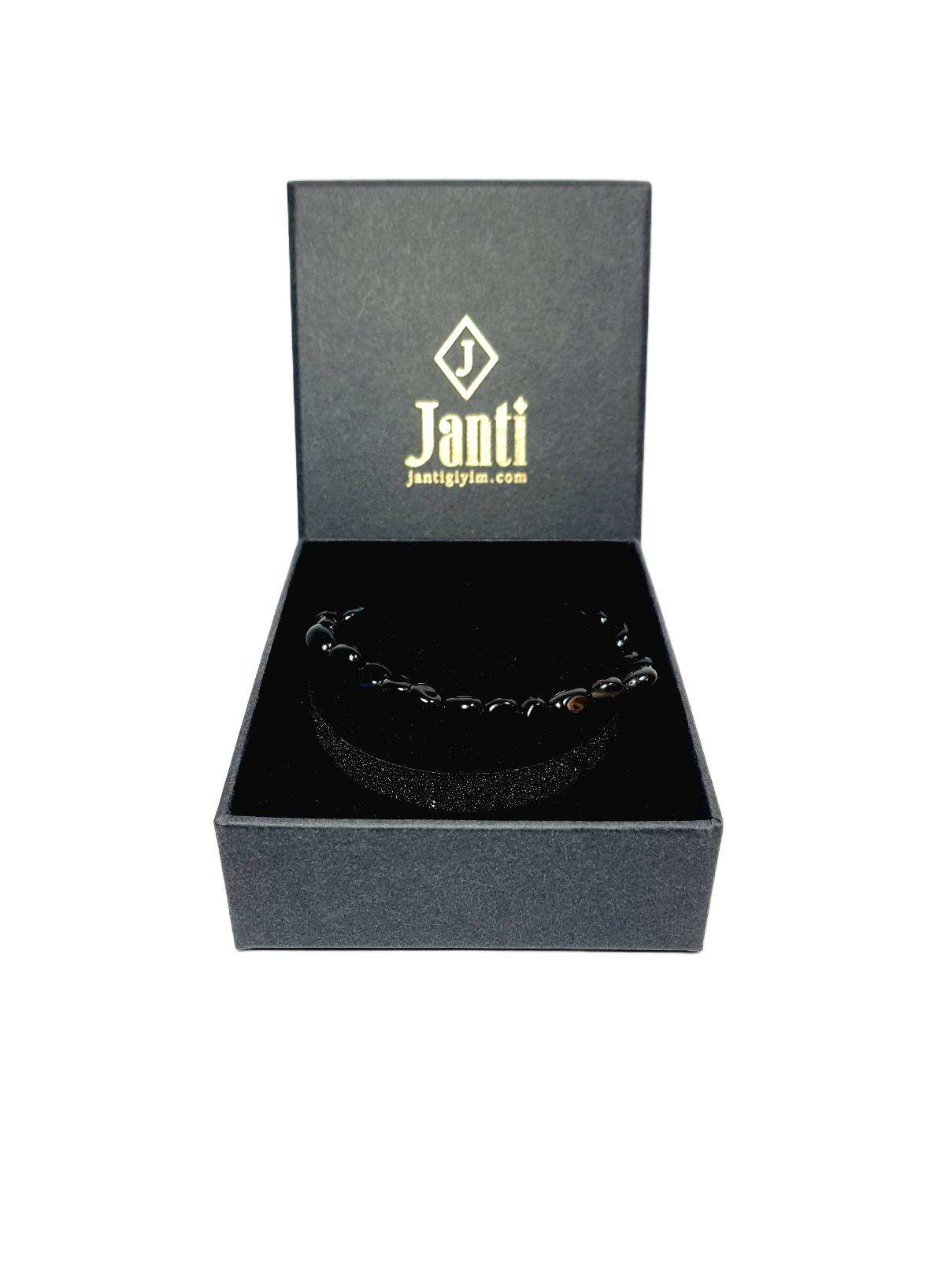 Doğaltaş BileklikJTAW25BLK1588 ONYX ve HEMATİT DOĞALTAŞ ESNEK TASARIM SİYAH GARANTİLİ HEDİYE KUTULU JANTİ DOĞALTAŞ BİLEKLİKJanti