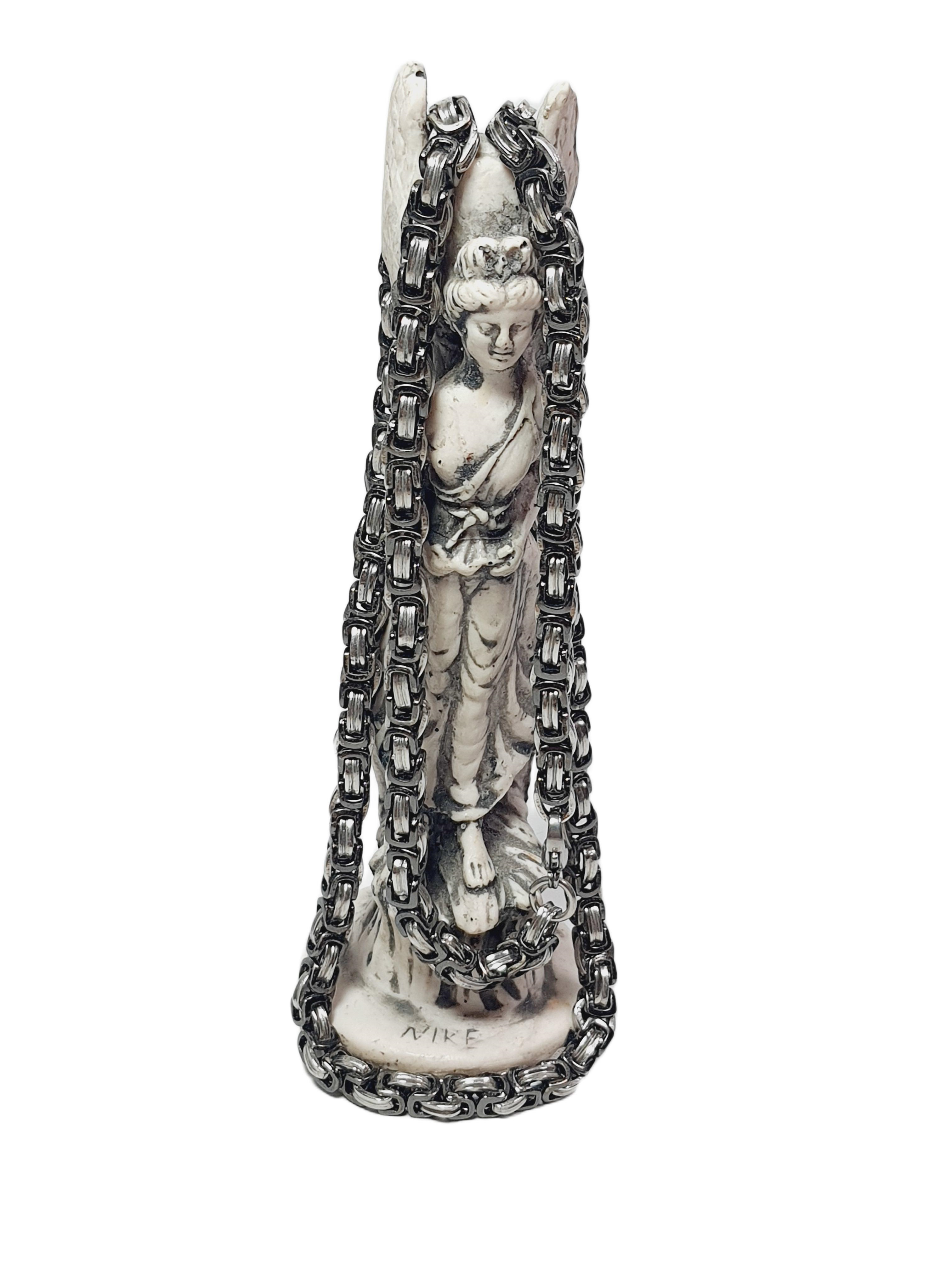 Çelik BileklikJTAW25KLY1592 KRAL TASARIM DESEN MODEL ANTRASİT GRİ ZİNCİR PASLANMAZ ÇELİK GARANTİLİ HEDİYE KUTULU JANTİ ÇELİK KOLYEJanti