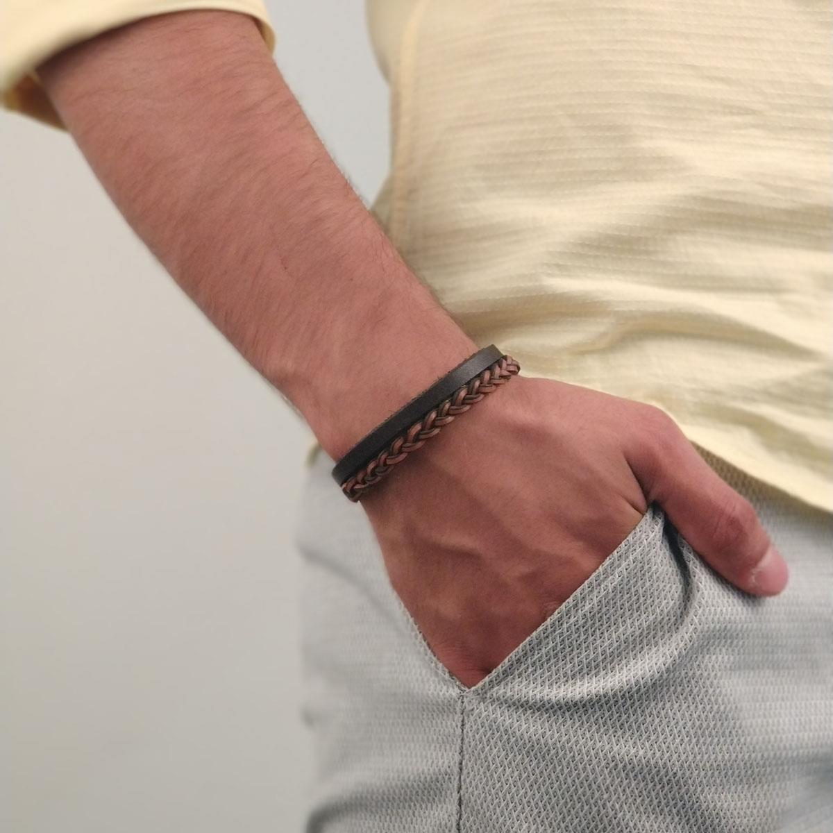 BileklikJTKB19001 JANTİ 2 Lİ KOMBİN DOĞAL TAŞ ve DERİ BİLEKLİK ASLAN FİGÜRJanti