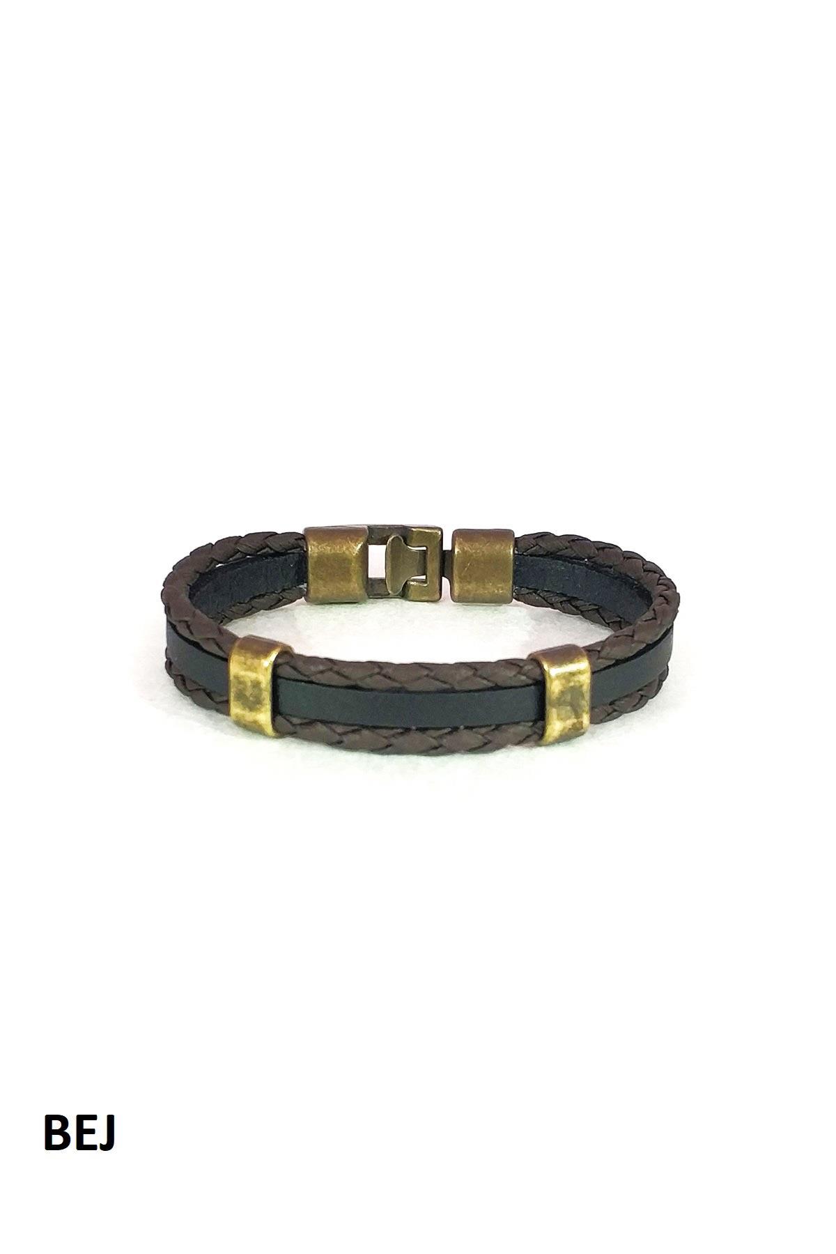 BileklikJTKB19012 DOĞAL TAŞ ve DERİ KOMBİN BİLEKLİKJanti