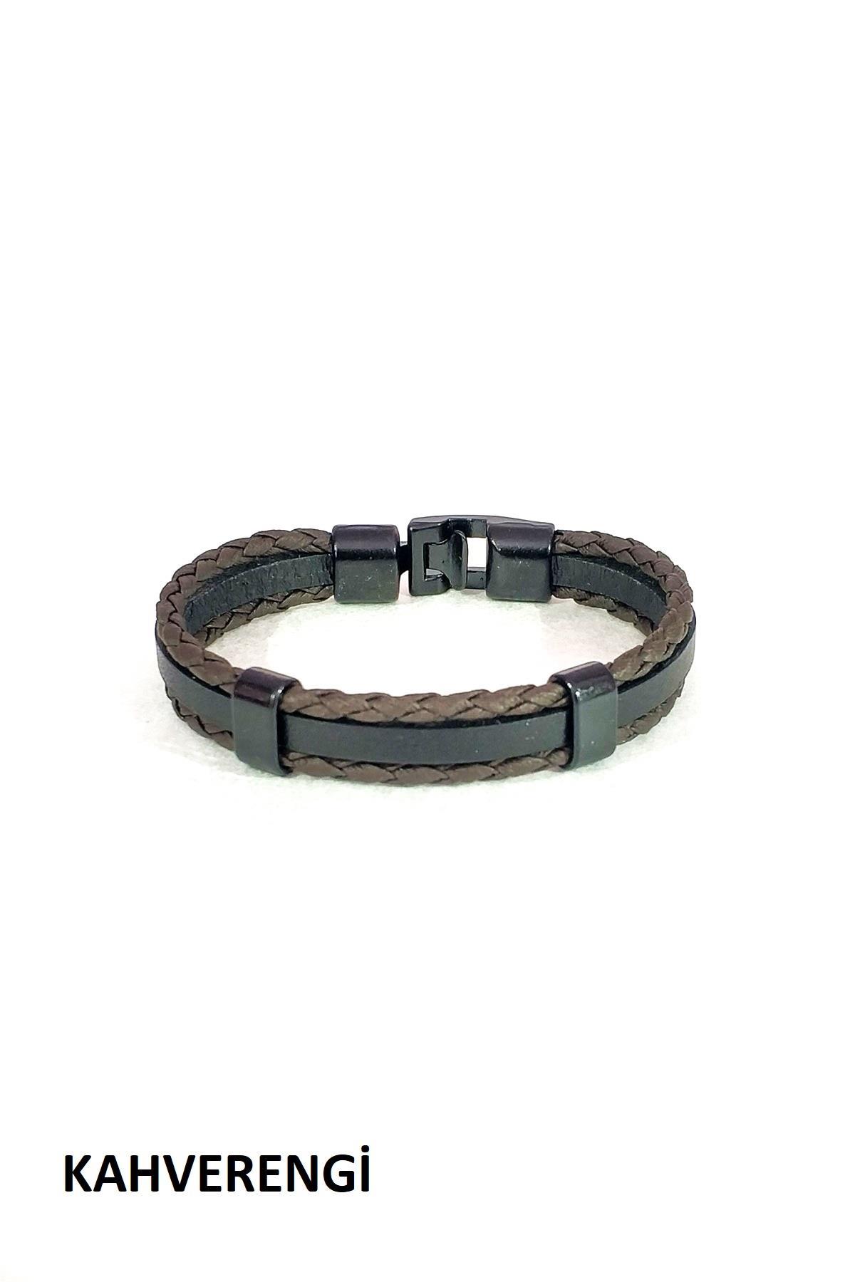 BileklikJTKB19012 DOĞAL TAŞ ve DERİ KOMBİN BİLEKLİKJanti