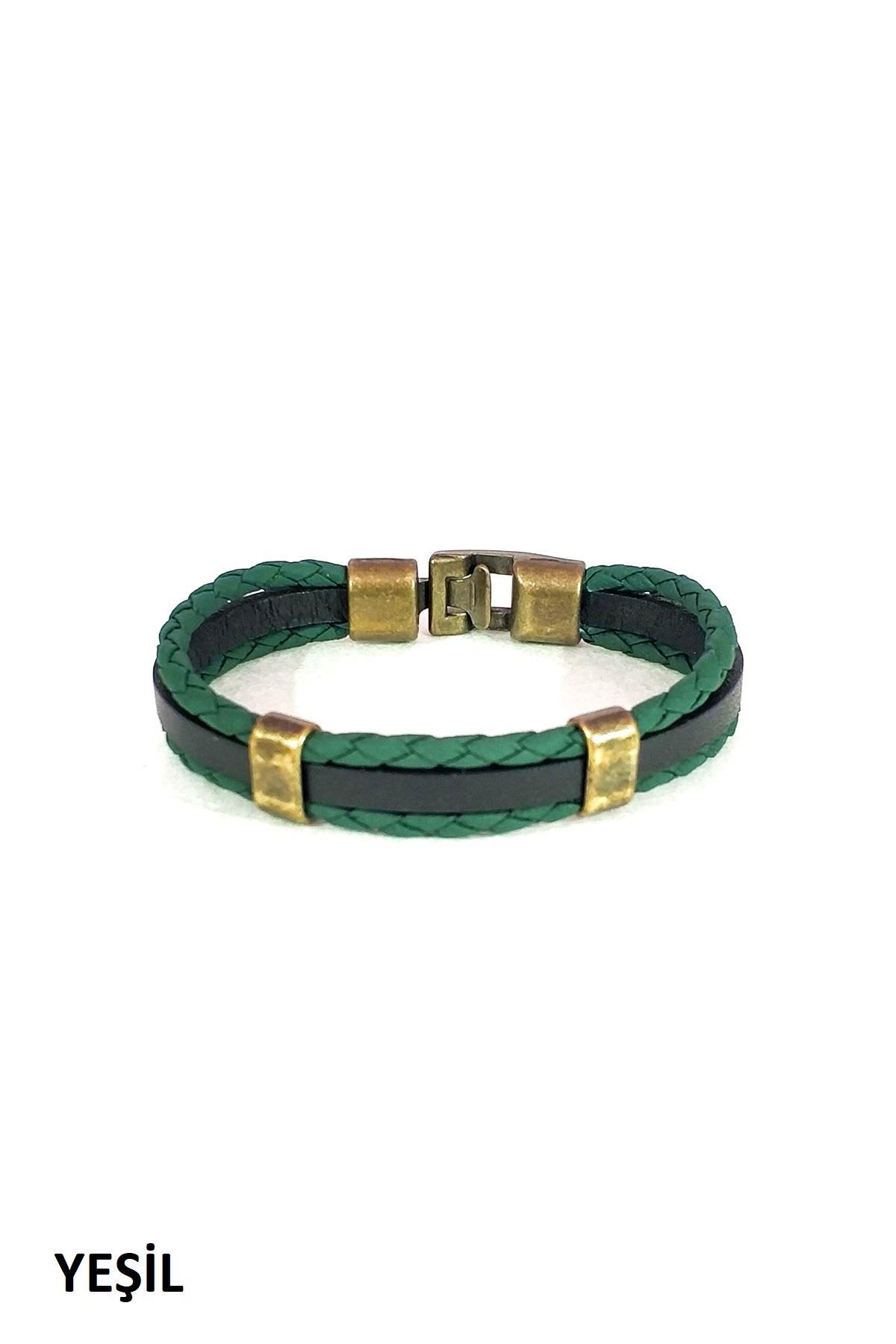 BileklikJTKB19012 DOĞAL TAŞ ve DERİ KOMBİN BİLEKLİKJanti