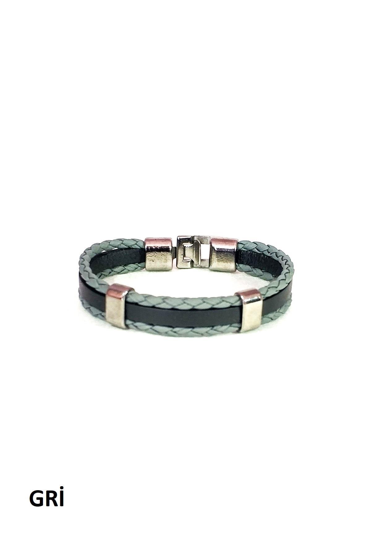 BileklikJTKB19012 DOĞAL TAŞ ve DERİ KOMBİN BİLEKLİKJanti