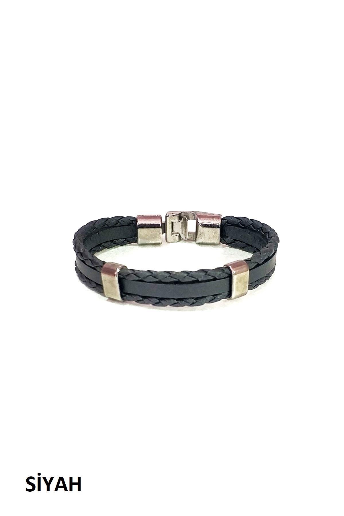 BileklikJTKB19012 DOĞAL TAŞ ve DERİ KOMBİN BİLEKLİKJanti