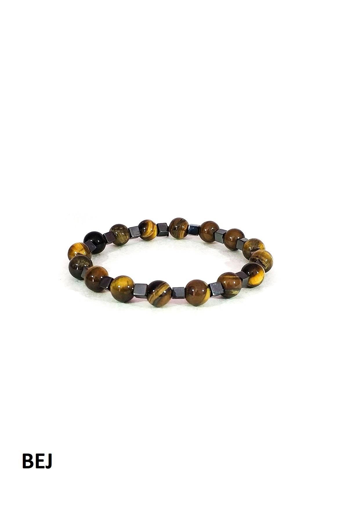 BileklikJTKB19012 DOĞAL TAŞ ve DERİ KOMBİN BİLEKLİKJanti