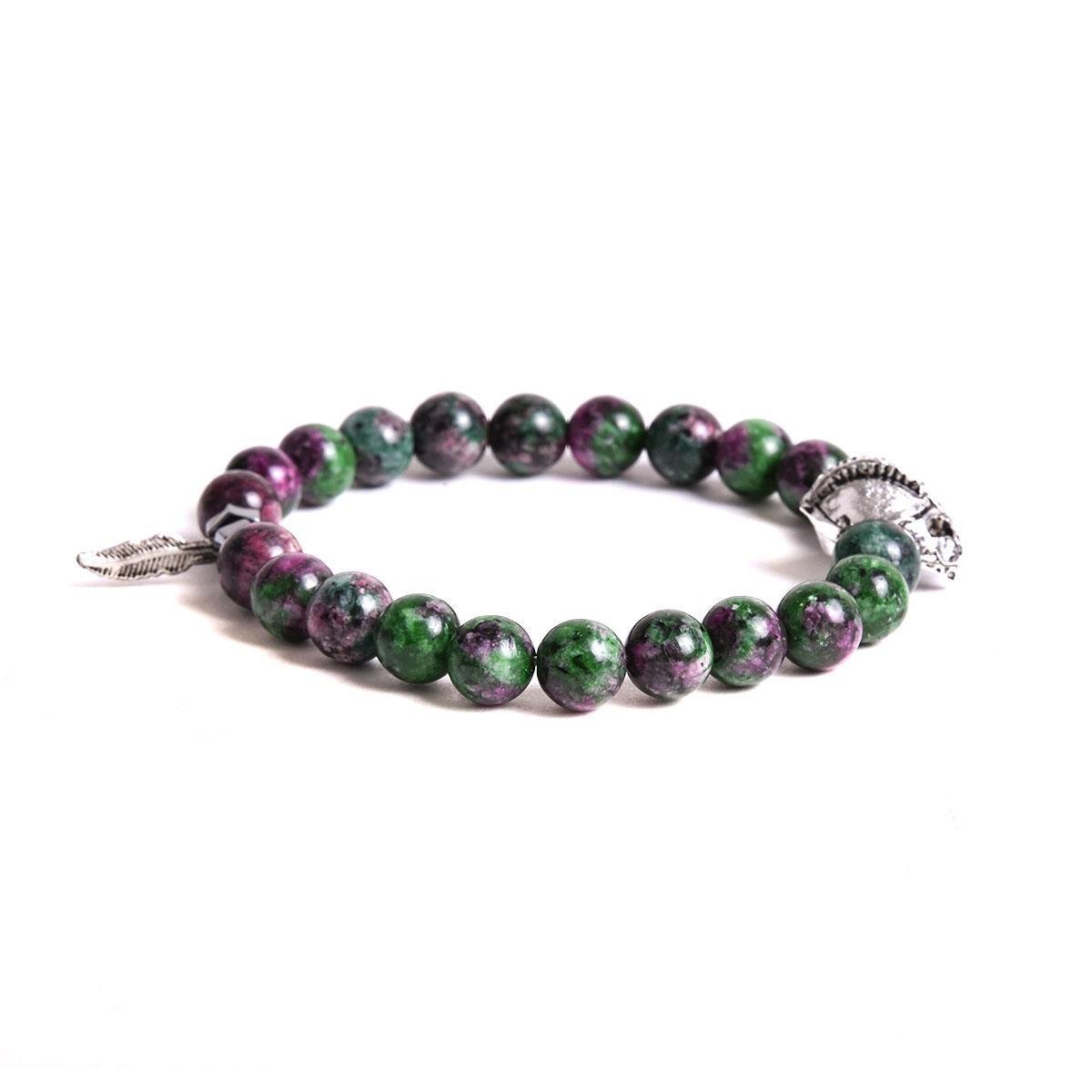 BileklikJTKB19018 JANTİ 2 Lİ KOMBİN DOĞAL TAŞ ve DERİ BİLEKLİK MİĞFER FİGÜRLÜJanti