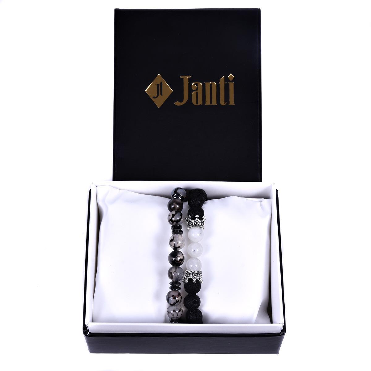 BileklikJTKB19091 JANTİ AQUAMARIN AKİK LAV DOĞAL TAŞLI KOMBİN BİLEKLİKJanti